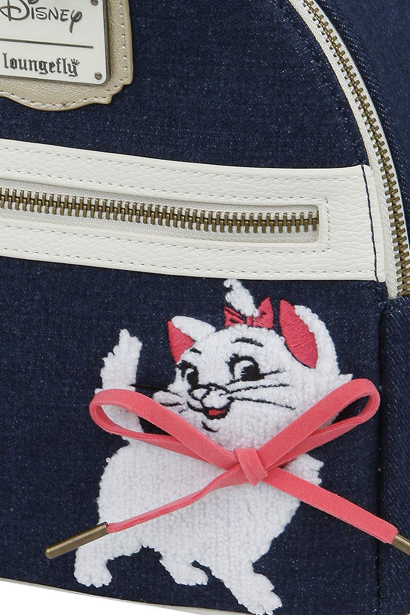 Disney Aristocats Marie Denim Mini Backpack by Loungefly - Cute Cartoon Character Crossbody Bag for Women & Girls, Perfect for Disney Parks, Cosplay, and Everyday Use