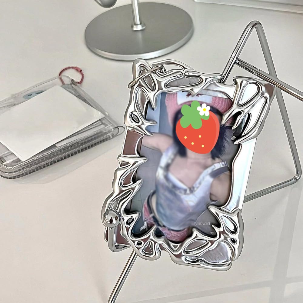 Silver Plated Y2K Photocard Holder Keychain - Electroplated Plastic Frame for ID Badges, Student Cards & Office Supplies | Perfect for School, Work & Collectibles