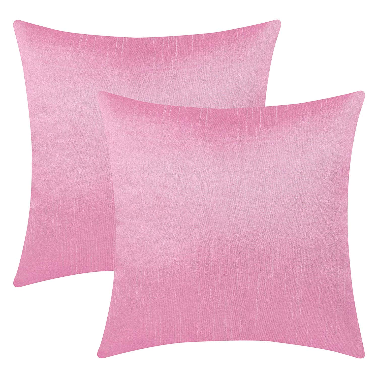 Luxury Faux Silk Pillow Covers Set of 2 - 16x16 Inch Soft Pink Couch Pillows with White Petal Design for Living Room Decor, Bedroom Accent & Sofa Styling