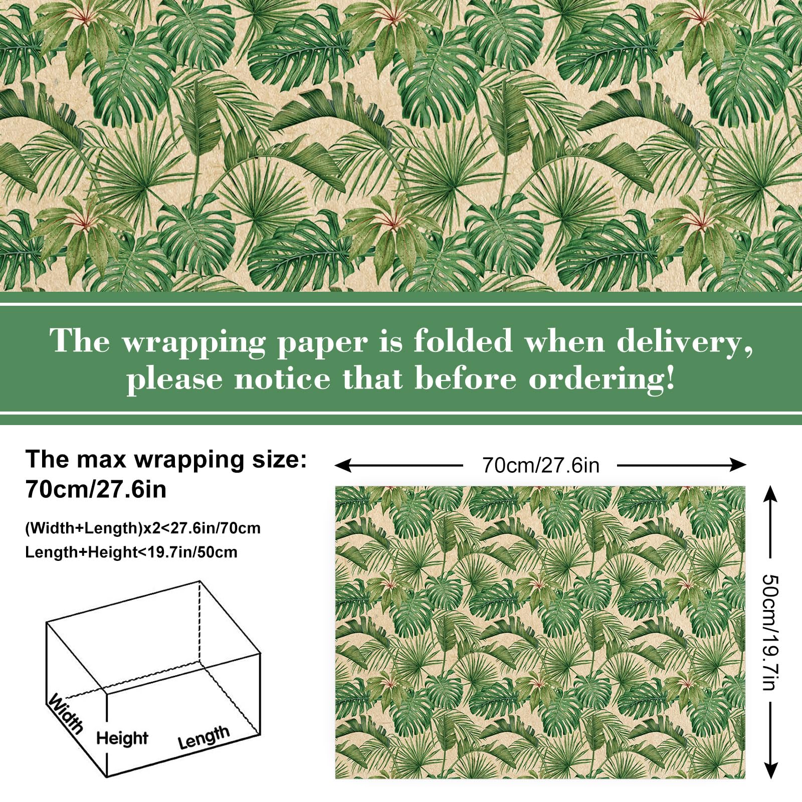 AnyDesign 12-Sheet Tropical Plants & Flamingo Leaves Kraft Wrapping Paper Set - 4 Unique Designs, 19.7 x 27.6 Inch Bulk DIY Gift Wrap for Birthday Parties, Wedding Favors & Craft Projects - Eco-Friendly Folded Flat Art Paper