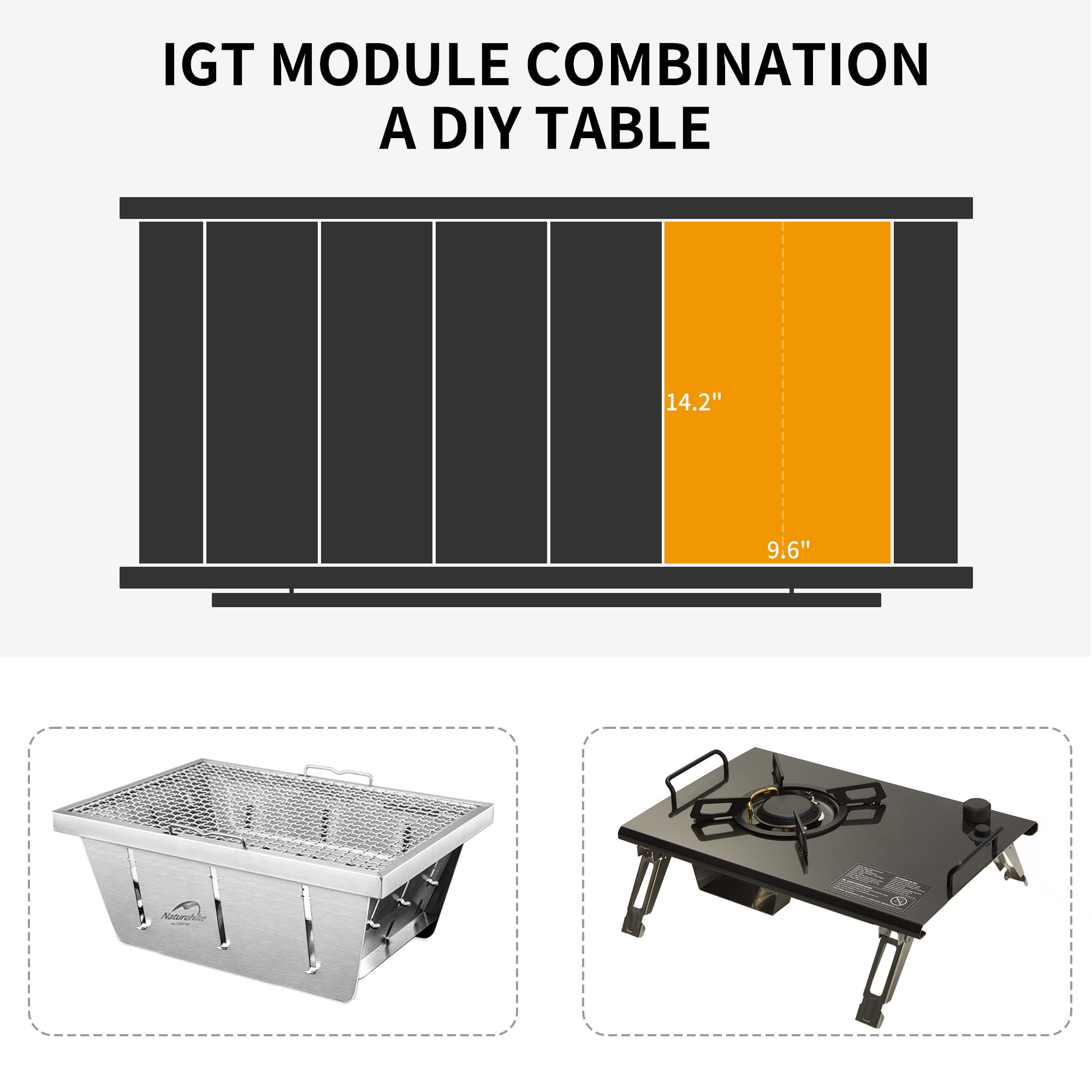 Naturehike IGT Camping Table - Lightweight Aluminum Alloy Portable Outdoor Cooking Table with Carry Bag | Perfect for Car Camping, Picnics, RV Trips & Backpacking (Accessories Sold Separately)