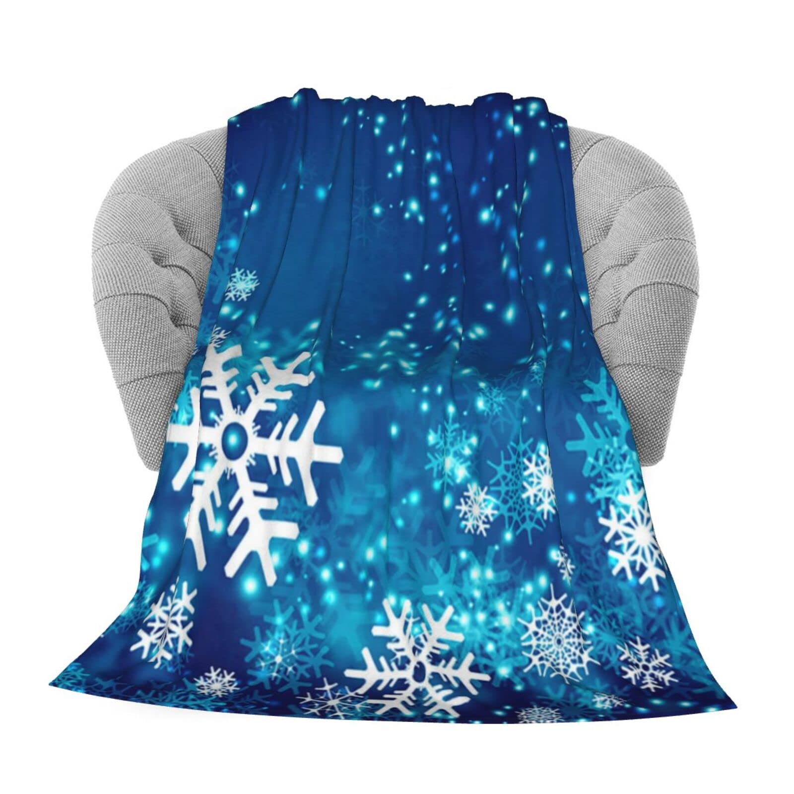 Soft Flannel Fleece Throw Blanket 40x50 Inch - Lightweight Winter Snowflake Design for Couch, Bed, Sofa - Perfect for Travel, Camping, Kids & Adults - Cozy Christmas & Seasonal Home Decor