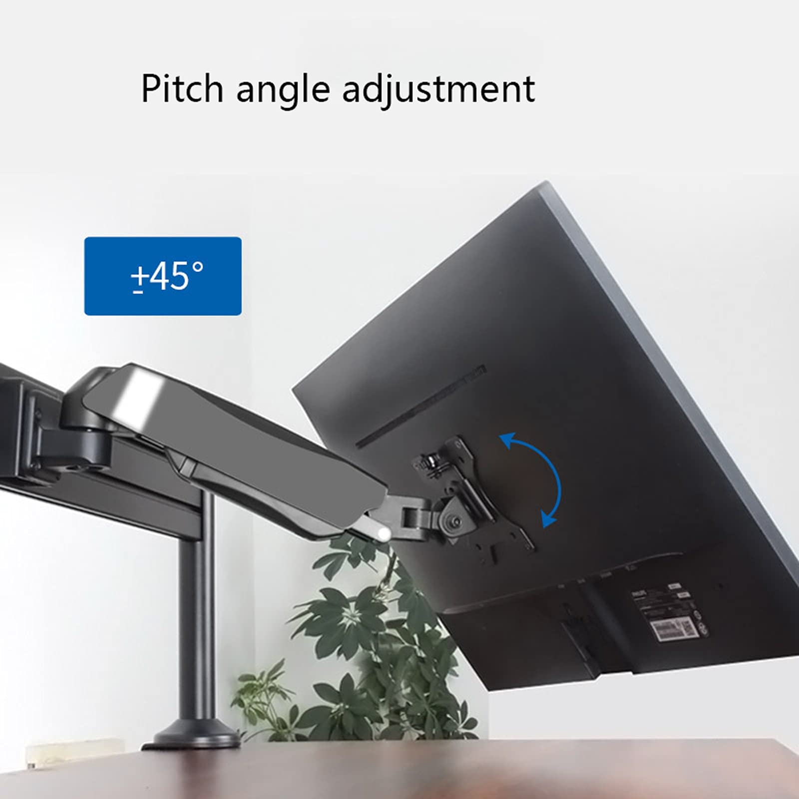 13-27 Inch Adjustable Gas Spring Monitor Stand Arm - Wall Mounted Tilt & Swivel Bracket Holds Up to 14.3lbs (Black) - Perfect for Home Office, Gaming Setup & Workspace Ergonomics