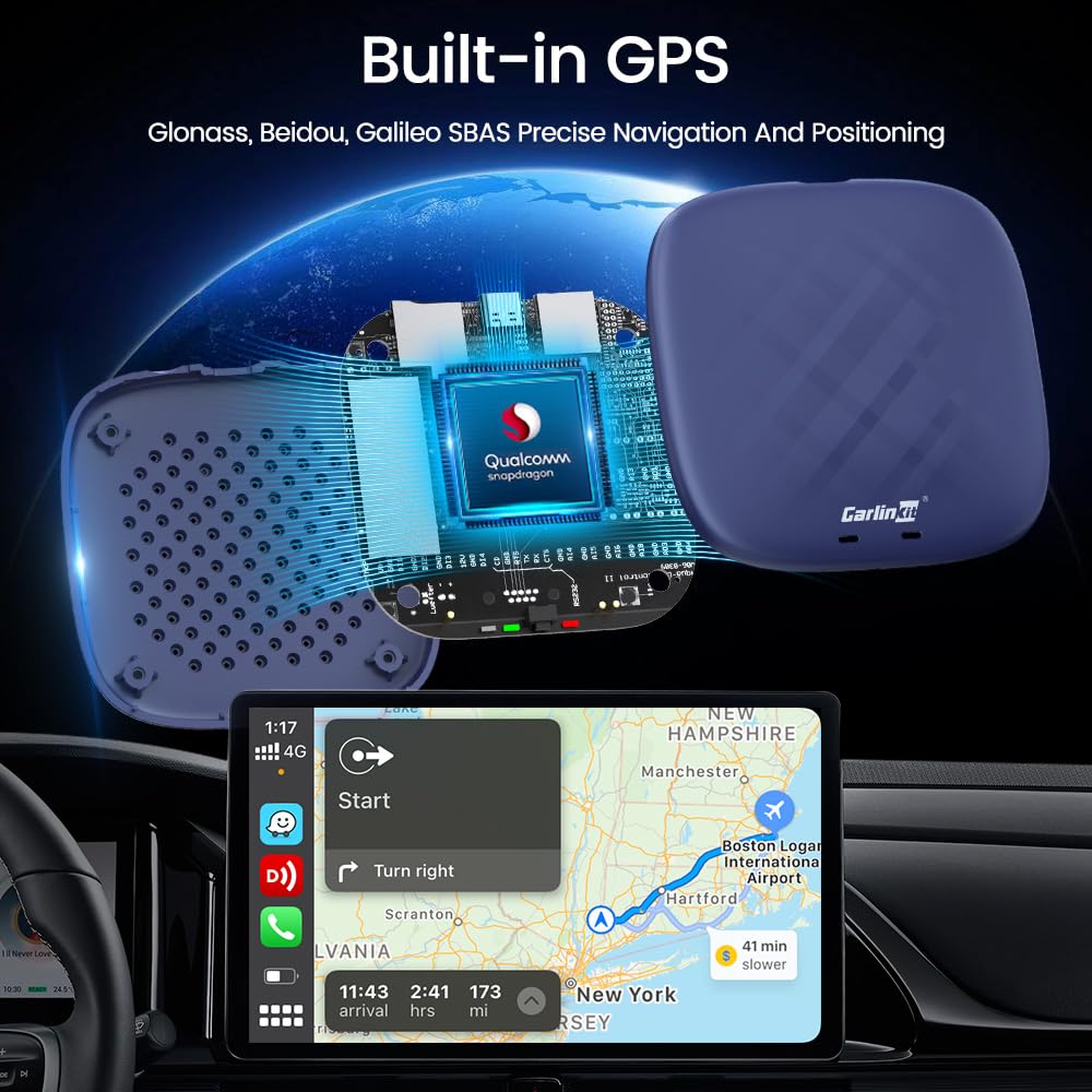Carlinkit Tbox Plus Android 13.0 CarPlay Box - 8GB RAM 128GB Storage, 8-Core AI Box Adapter for Wired CarPlay - Supports Netflix, YouTube, Hulu Streaming & Online Upgrade - Perfect for In-Car Entertainment & Long Road Trips