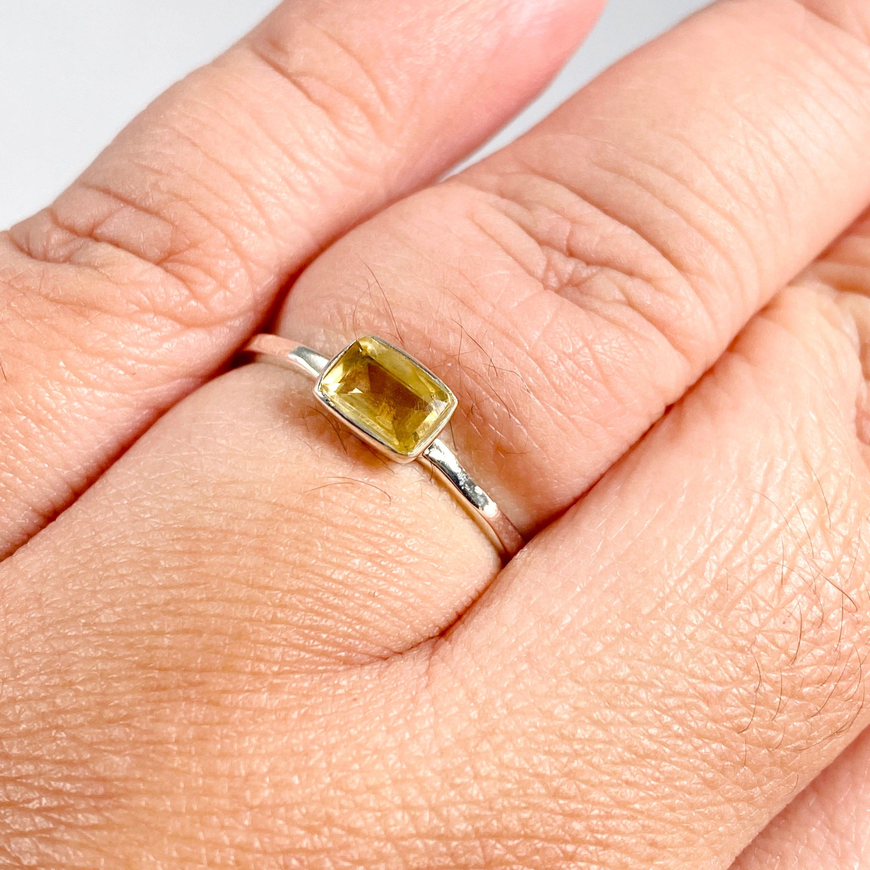Citrine Rectangular Faceted Fine Band Ring R3793 CIT - Elegant Gemstone Jewelry for Women, Perfect for Weddings, Parties & Daily Wear