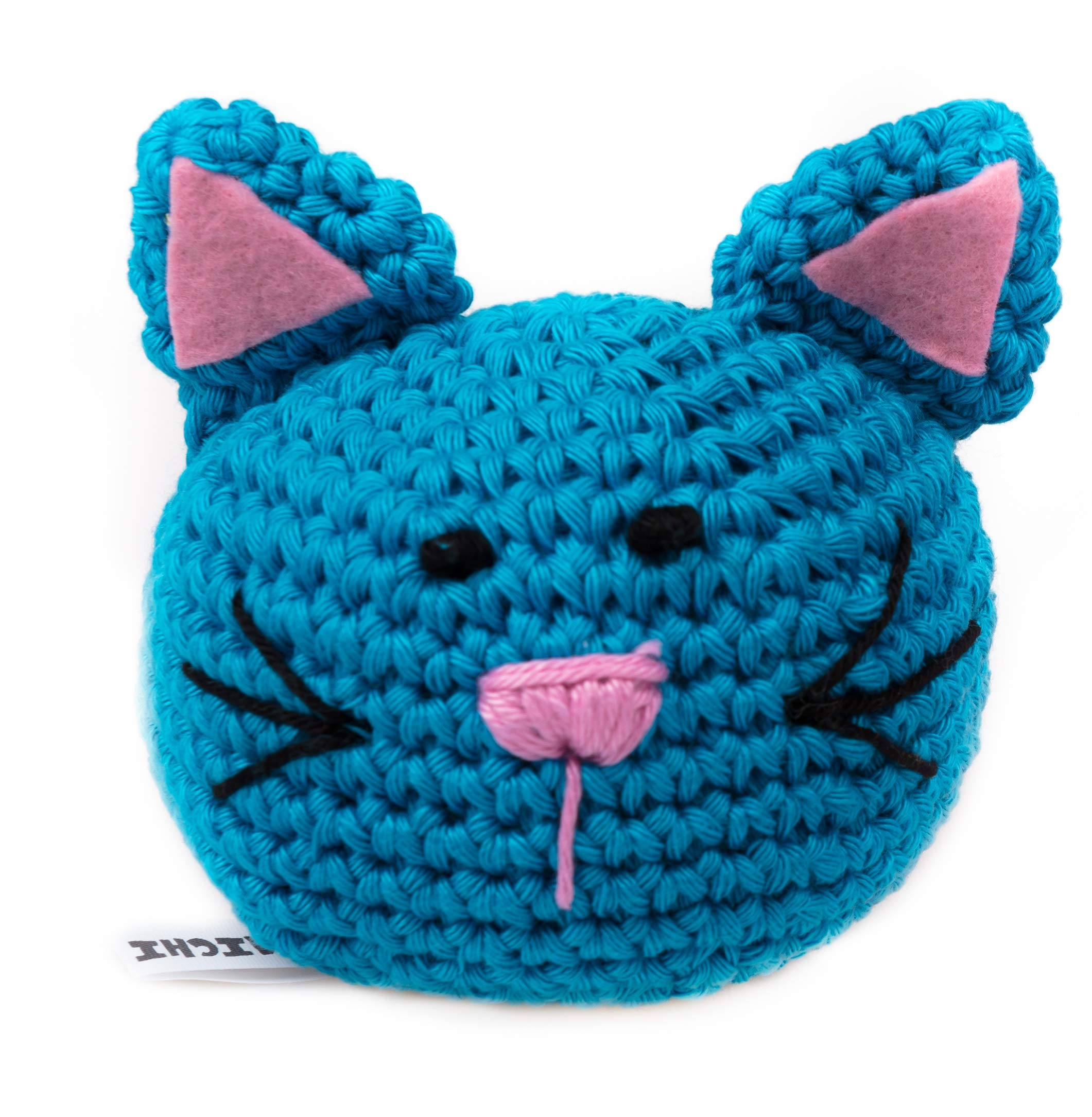 MICHI MICHI-SC37 Blue Crochet Toy Cat - Handmade Plush Stuffed Animal for Kids, Perfect Gift for Cat Lovers, Nursery Decor & Playtime Companion