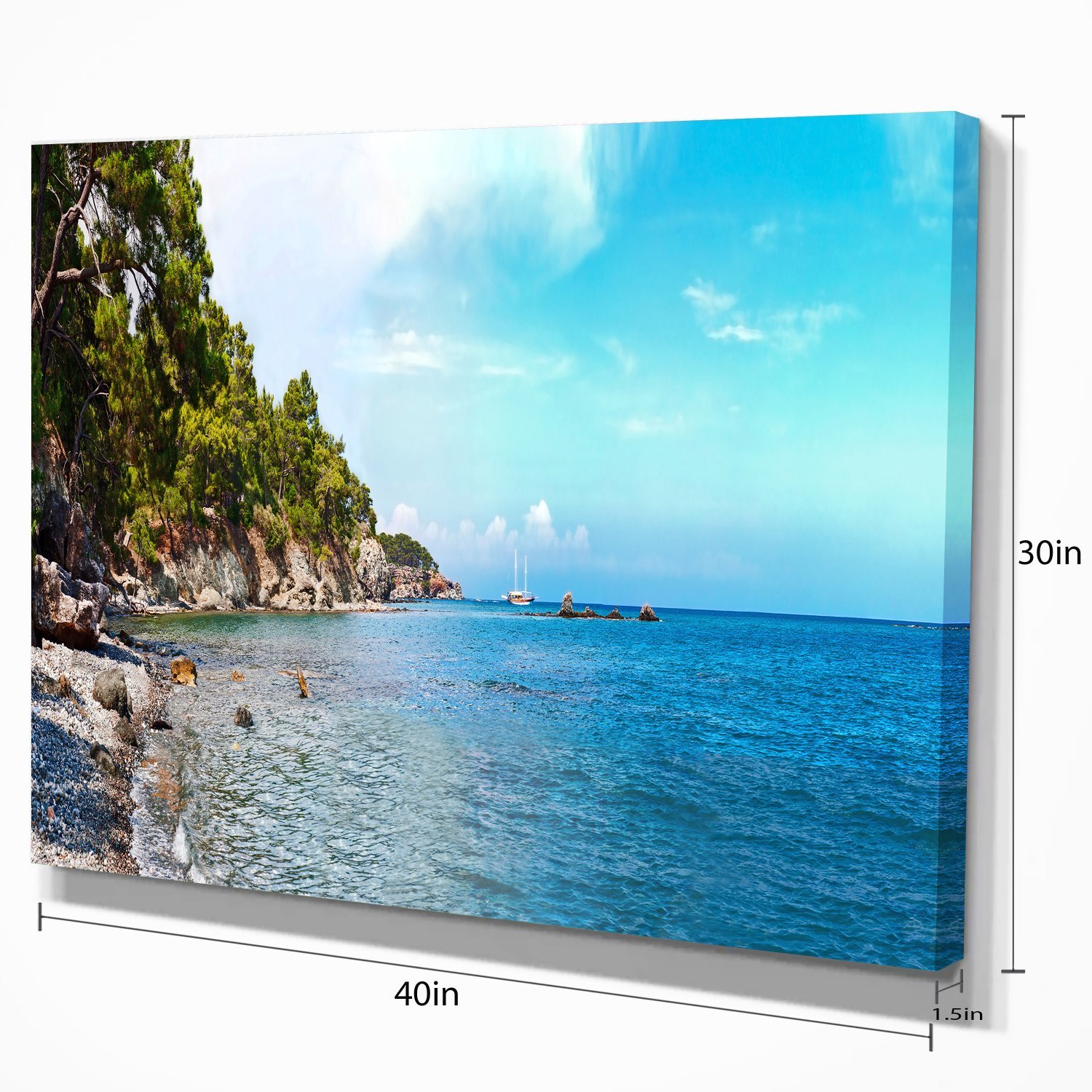 Wild Blue Beach Panorama View Extra Large Seashore Canvas Wall Art - Perfect for Living Room, Bedroom & Office Decor