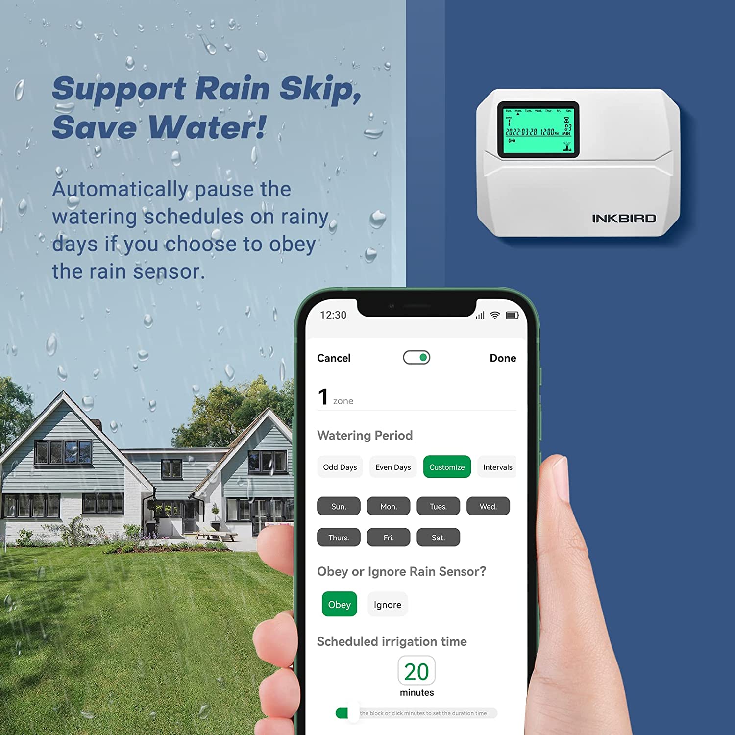 Smart 8-Zone WiFi Sprinkler Controller with IIC Technology - 800W for Efficient Lawn & Garden Irrigation | Perfect for Home, Yard & Landscaping Automation