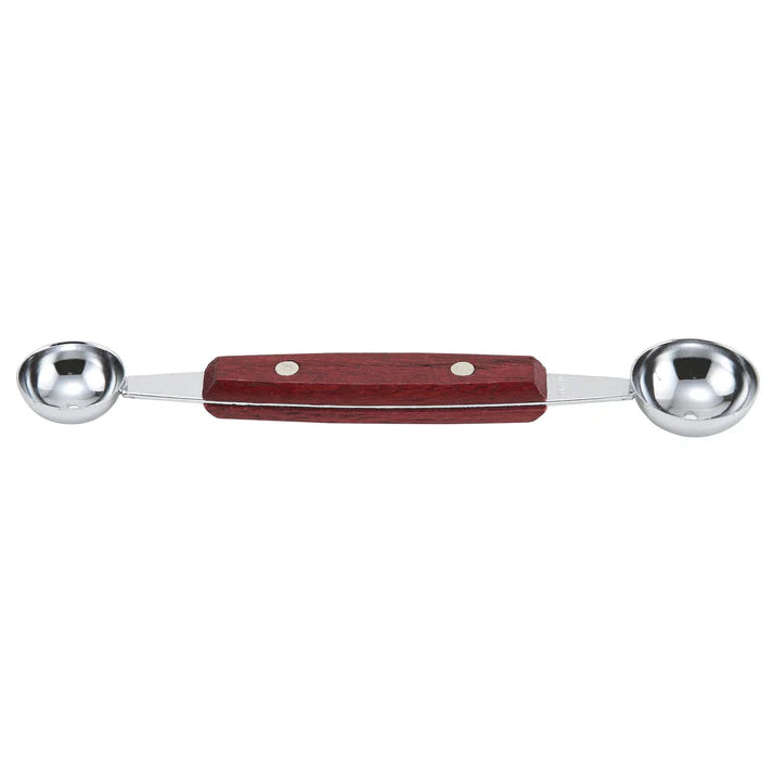 Winco Double Melon Baller with 26mm & 30mm Stainless Steel Bowls - Professional Fruit Scoop for Melons, Apples & Potatoes - Ideal for Kitchen, Catering & Fruit Platter Decoration
