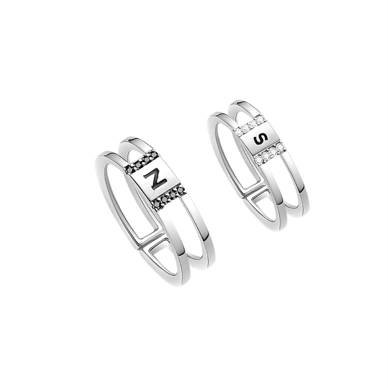 Bewish 925 Sterling Silver Rings for Women - Personalized Couple Rings, Fashion Jewelry Gift for Girlfriend, Wife - Christmas, Valentine's Day, Anniversary Present - Perfect for Date Nights, Weddings & Special Occasions