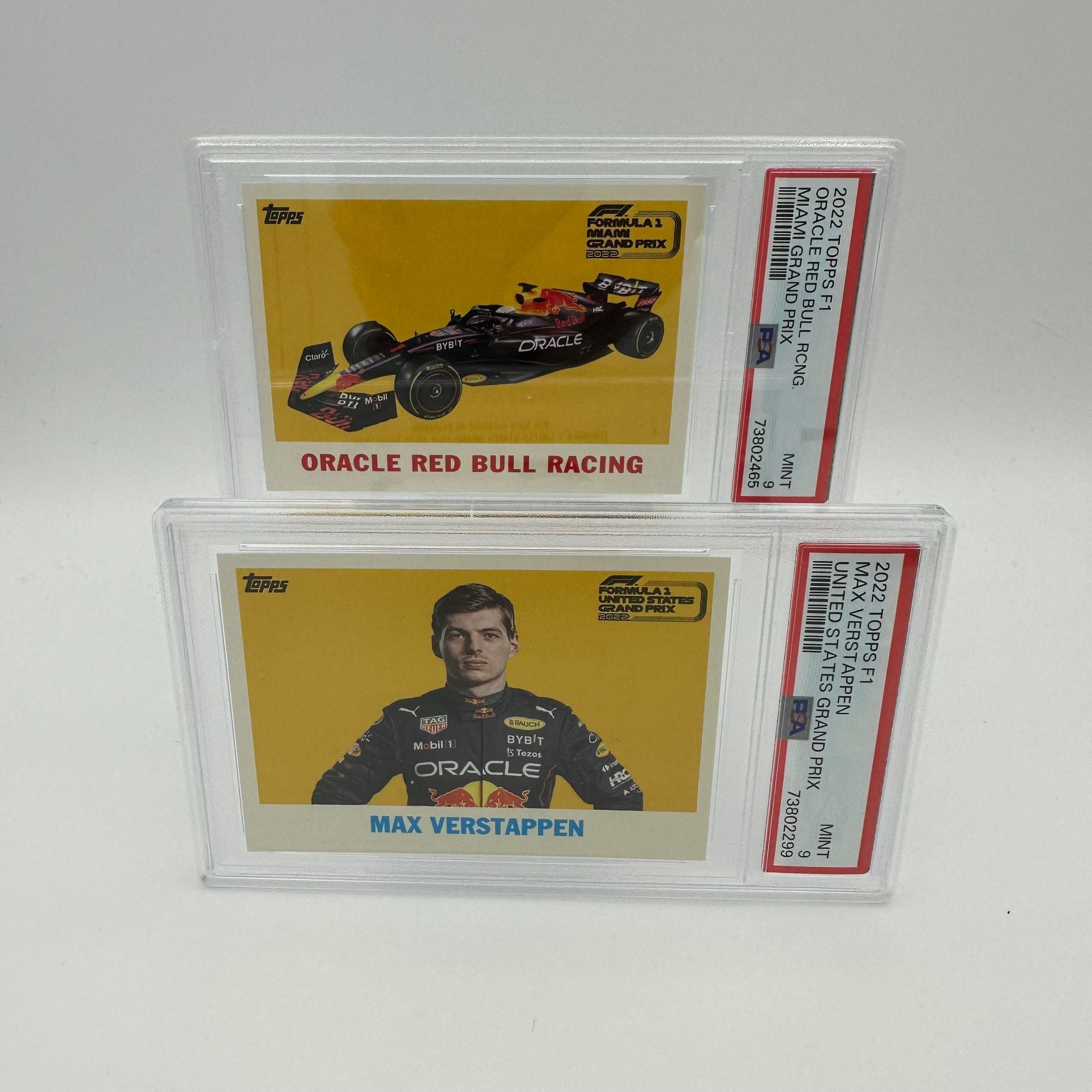 PSA 9 Graded Max Verstappen Red Bull Racing F1 US Grand Prix & Miami GP 2-Card Collector Set - Perfect for F1 Memorabilia Displays and Motorsport Fan Collections