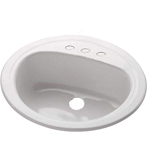 Bootz Industries 021-2445 White Porcelain Enameled Steel Bathroom Sink - 20 x 17 Inch Drop-in Lavatory Basin for Vanity, Powder Room & Guest Bath Installation