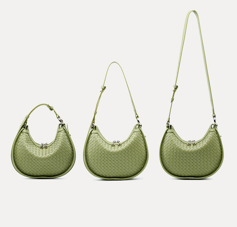 Stylish Woven Crescent Leather Crossbody Bag for Women - Perfect for Work, Travel & Everyday Use