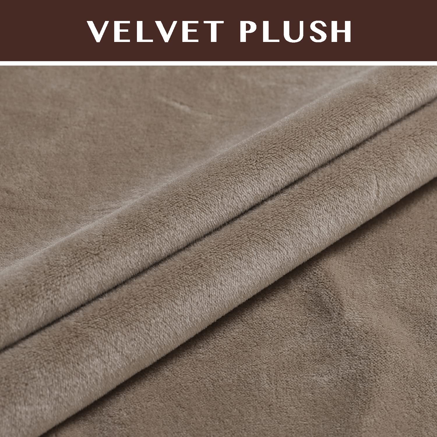 Stretch Velvet T Cushion Sofa Slipcovers - 2 Piece Elastic Couch Covers for 2-Seat Sofa, Thickened Fabric, Taupe - Perfect for Living Room, Home Decor & Furniture Protection
