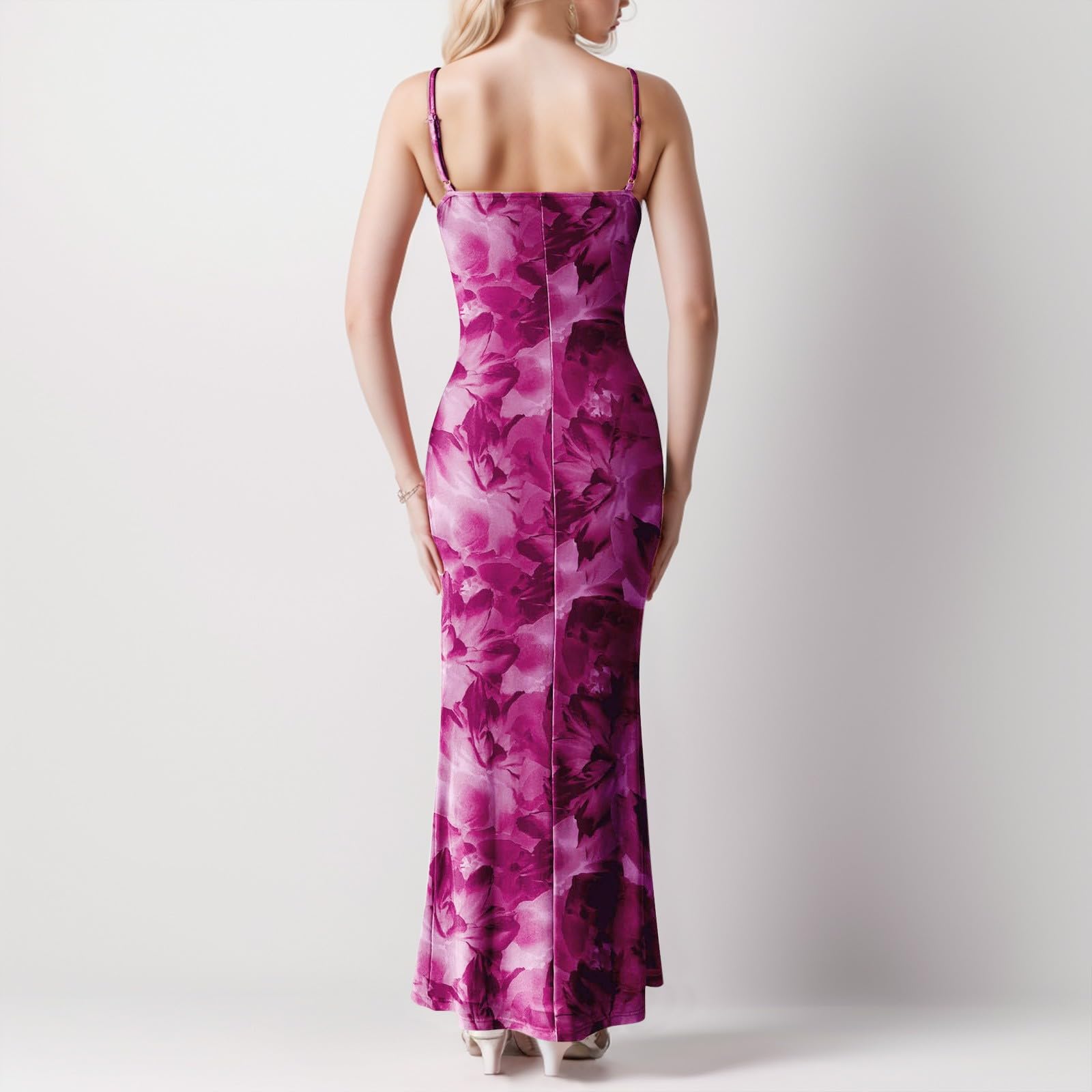 Elegant Floral Maxi Dress for Women 2024 | Sexy Backless Bodycon Summer Dress | Cocktail Party & Formal Occasion Wear
