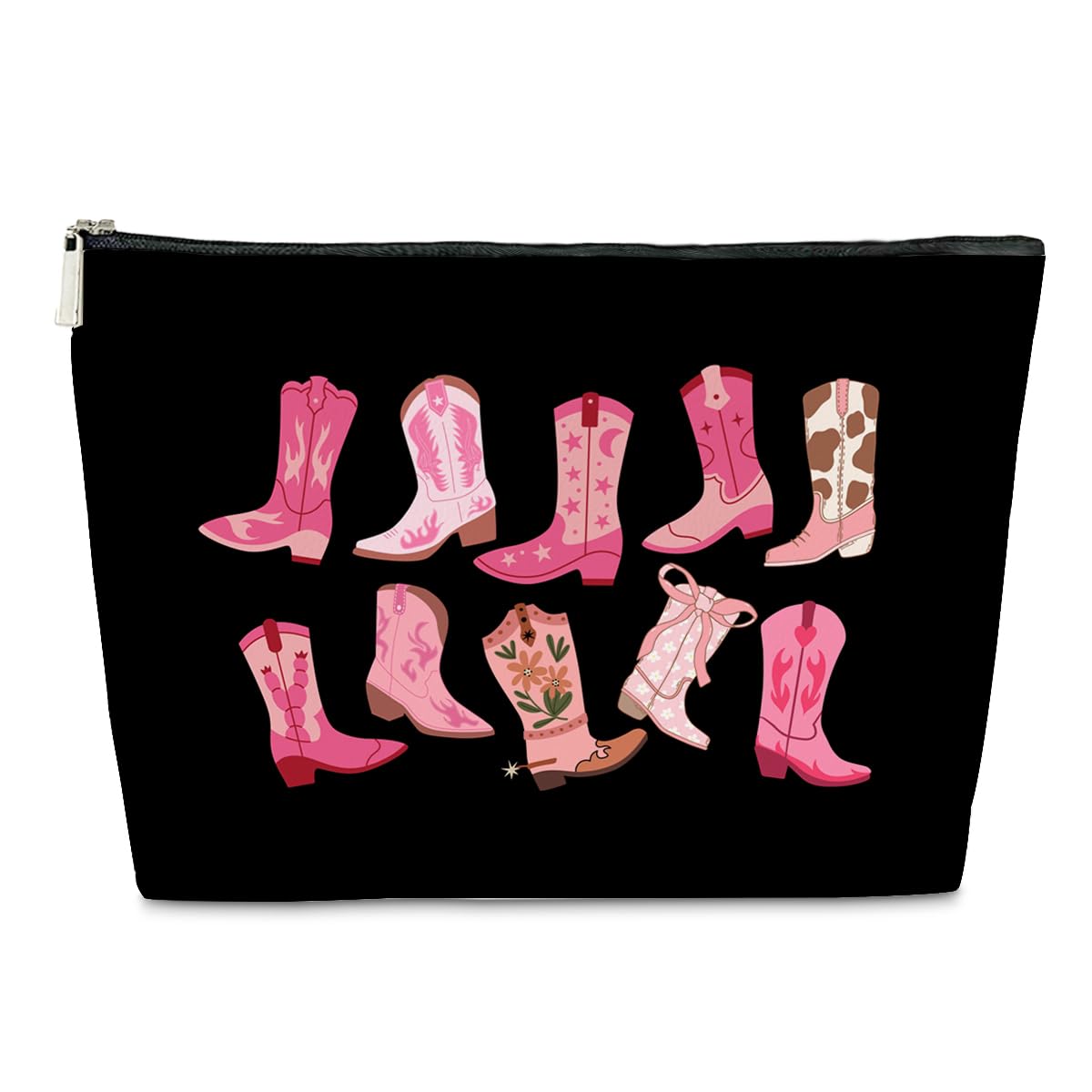 Hot Pink PU Leather Makeup Bag - Western Cowgirl Boot Cosmetic Pouch for Women | Perfect for Travel, Country Themed Parties & Cowgirl Gift Ideas