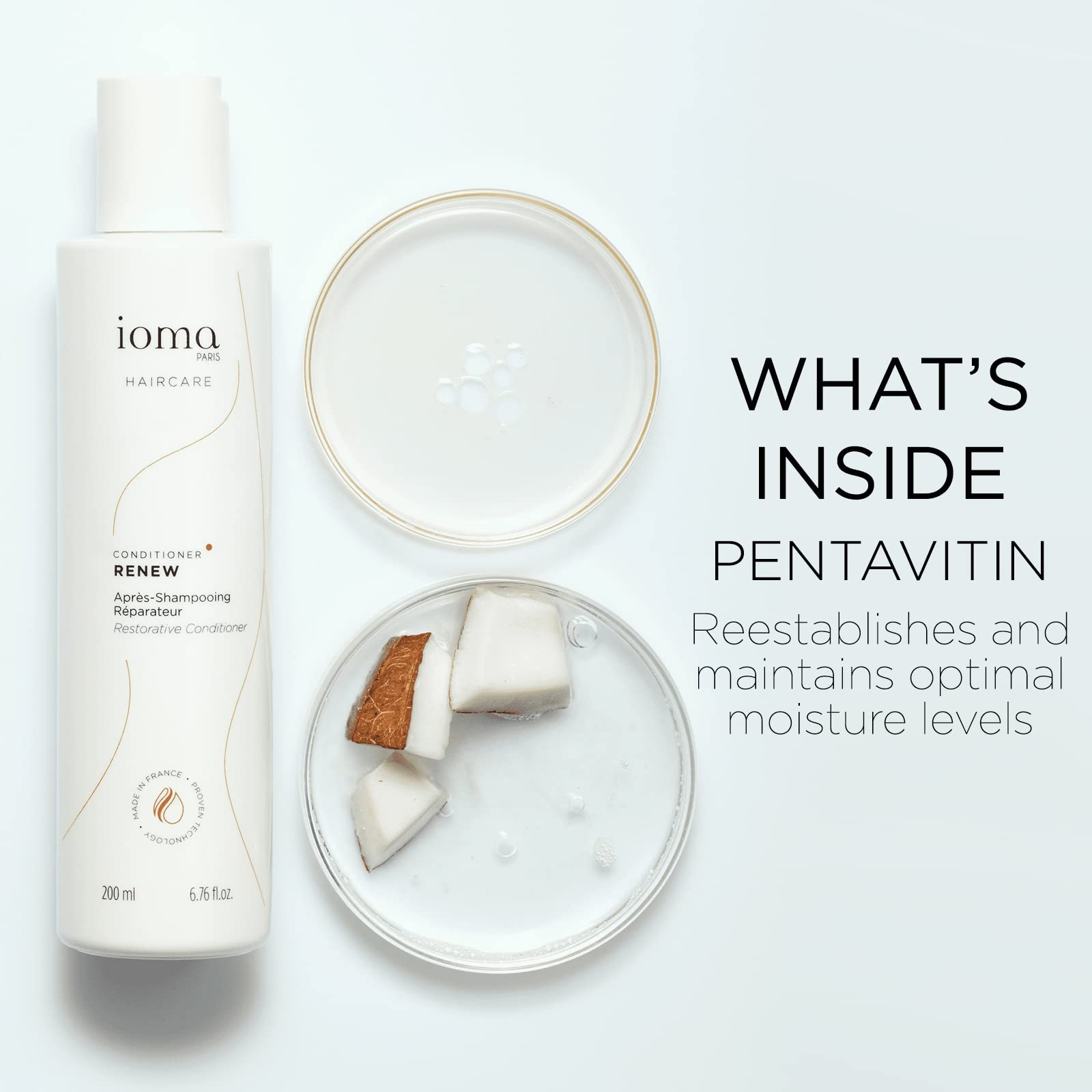 IOMA Paris RENEW Restorative Hair Conditioner - Repairs Damaged & Weak Hair, 200ml | Deep Moisturizing Treatment for Dry, Brittle Hair | Perfect for Daily Use & Salon-Quality Results at Home