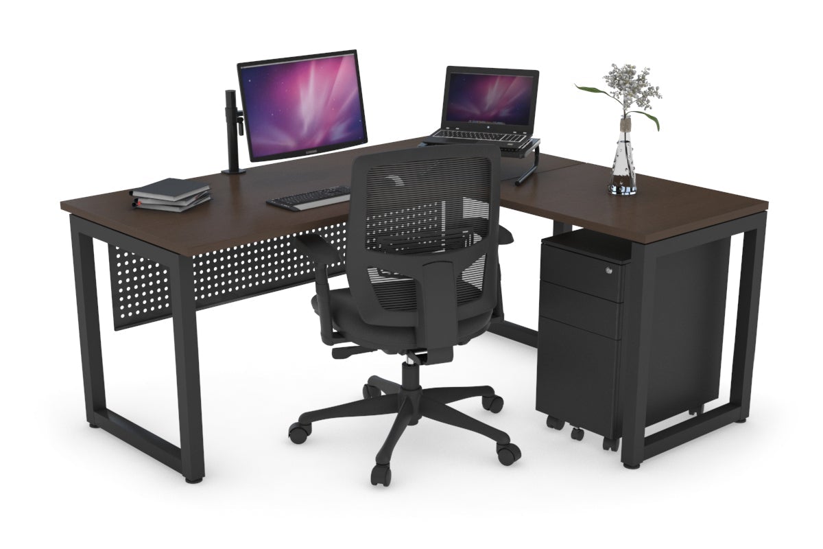 Quadro Loop Legs L-Shaped Corner Office Desk - 1800L x 1450W Dimensions, Ergonomic Home & Business Workspace Solution for Computer, Laptop, and Office Setup