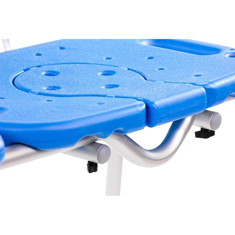 Platinum Health Bath Transfer Bench with Cutout Shower Seat - Adjustable Height Deluxe Shower Chair for Seniors & Elderly - All-Access Tub Transfer Seat with Removable Insert - Ideal for Safe Bathing & Showering Assistance (Blue)