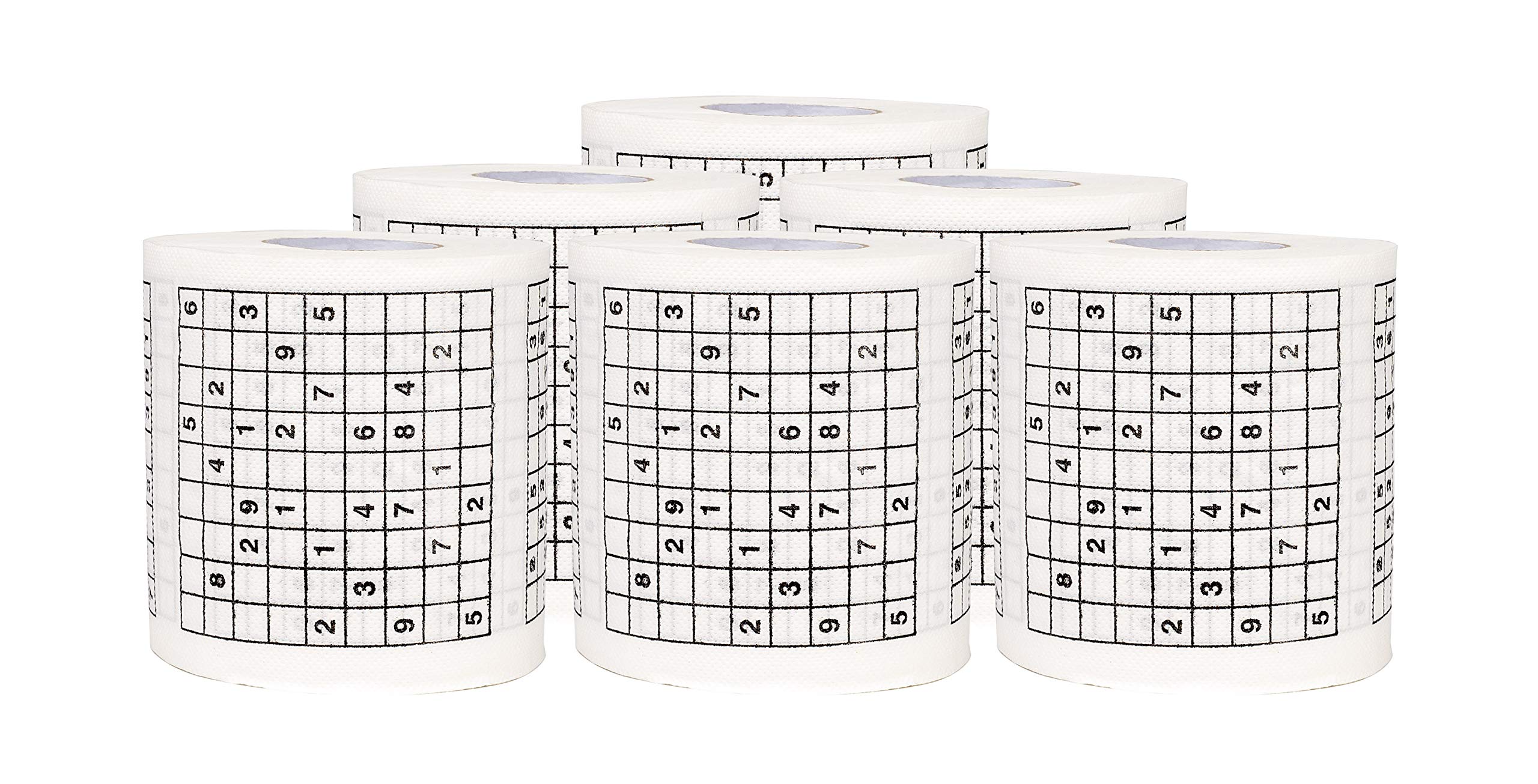 Fun Sudoku Puzzle Toilet Paper Roll - 6 Pack Prank Gift for Birthday Parties, Gag Gifts & Novelty Pranks - Great for Jokes, Office Humor & Practical Gifts