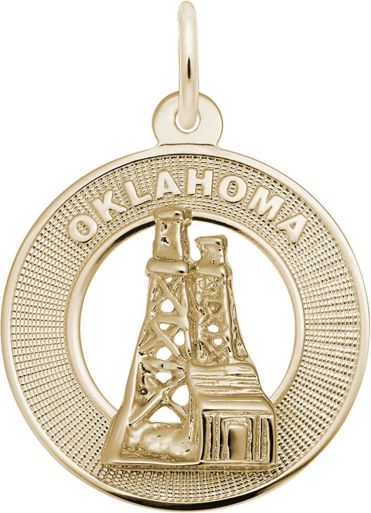 Rembrandt Oklahoma Oil Field Ring Charm - Vintage Oil Rig Worker Jewelry for Men & Women - Perfect for Cowboy, Rodeo, and Oil Industry Enthusiasts