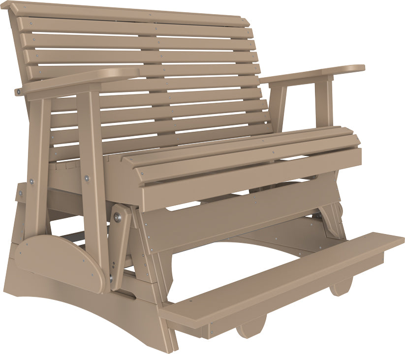 LuxCraft 4 Foot Plain Balcony Glider Chair - Outdoor Patio Swing for Relaxing on Porch, Deck or Garden