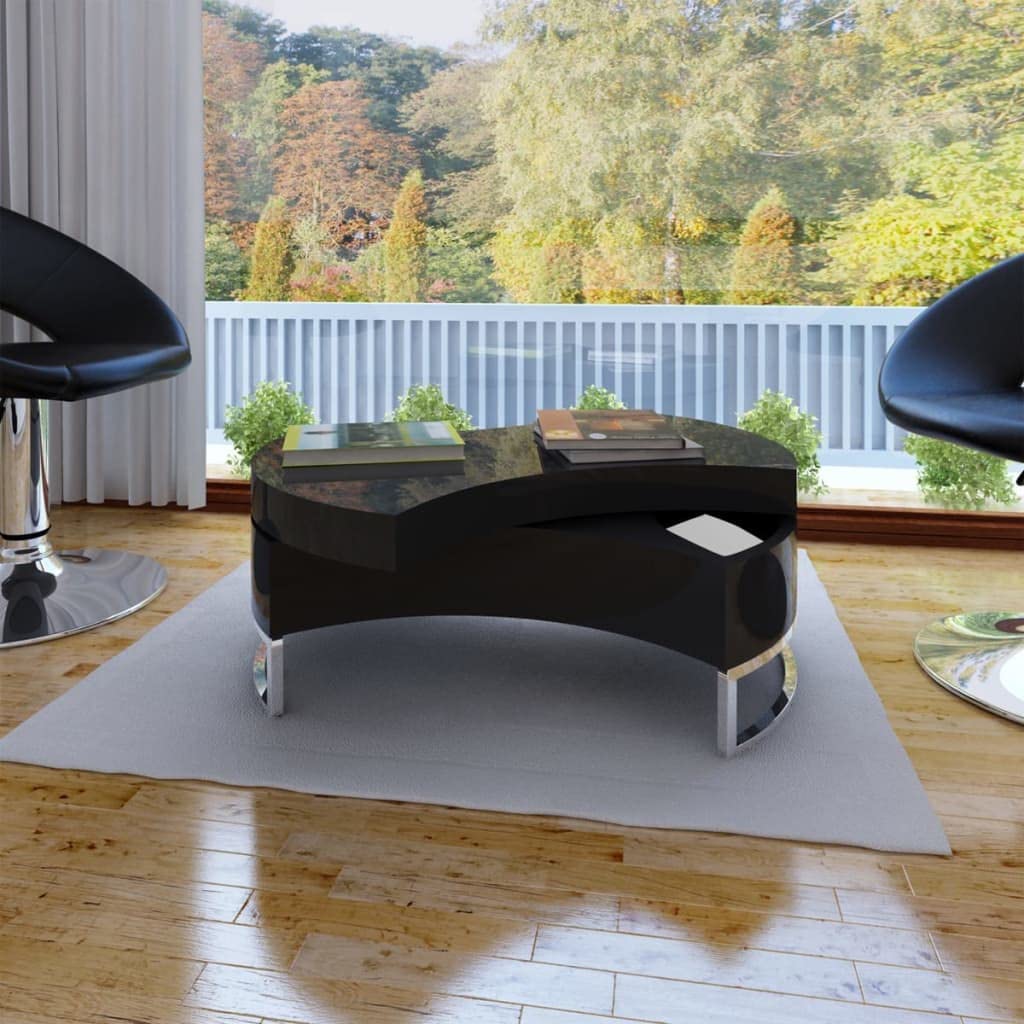 Adjustable Coffee Table with High Gloss Black Finish - Modern Living Room Centerpiece for Home & Office Decor