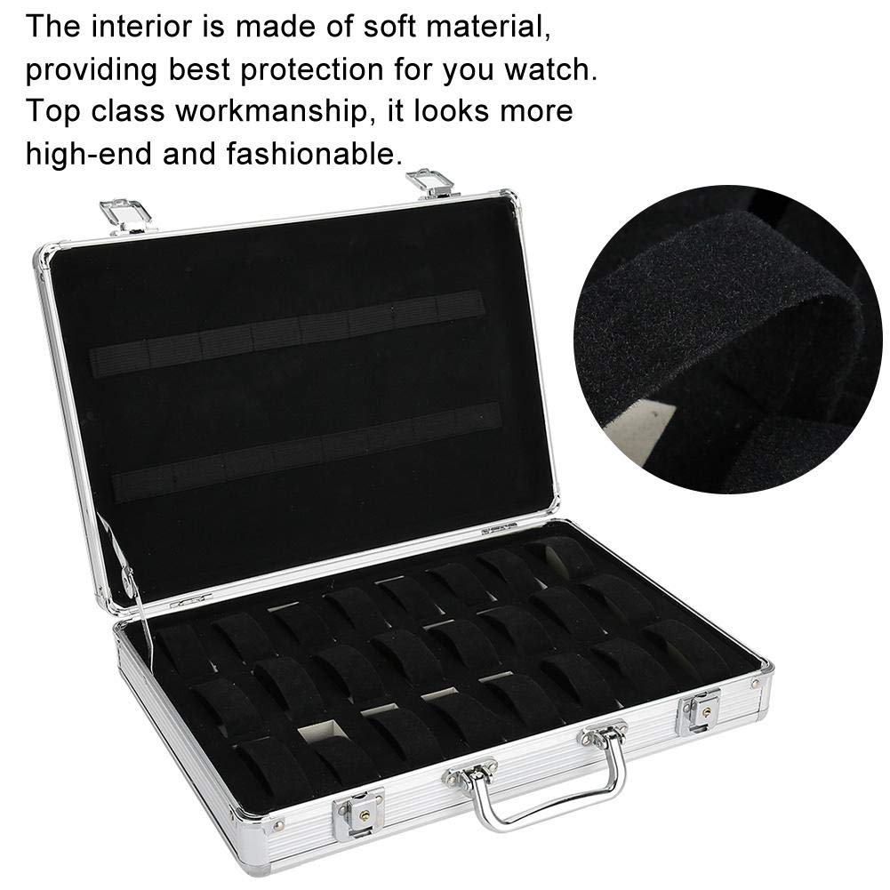 24-Grid Aluminum Alloy Watch Storage Case with Lock - Jewelry & Watch Organizer for Travel & Display