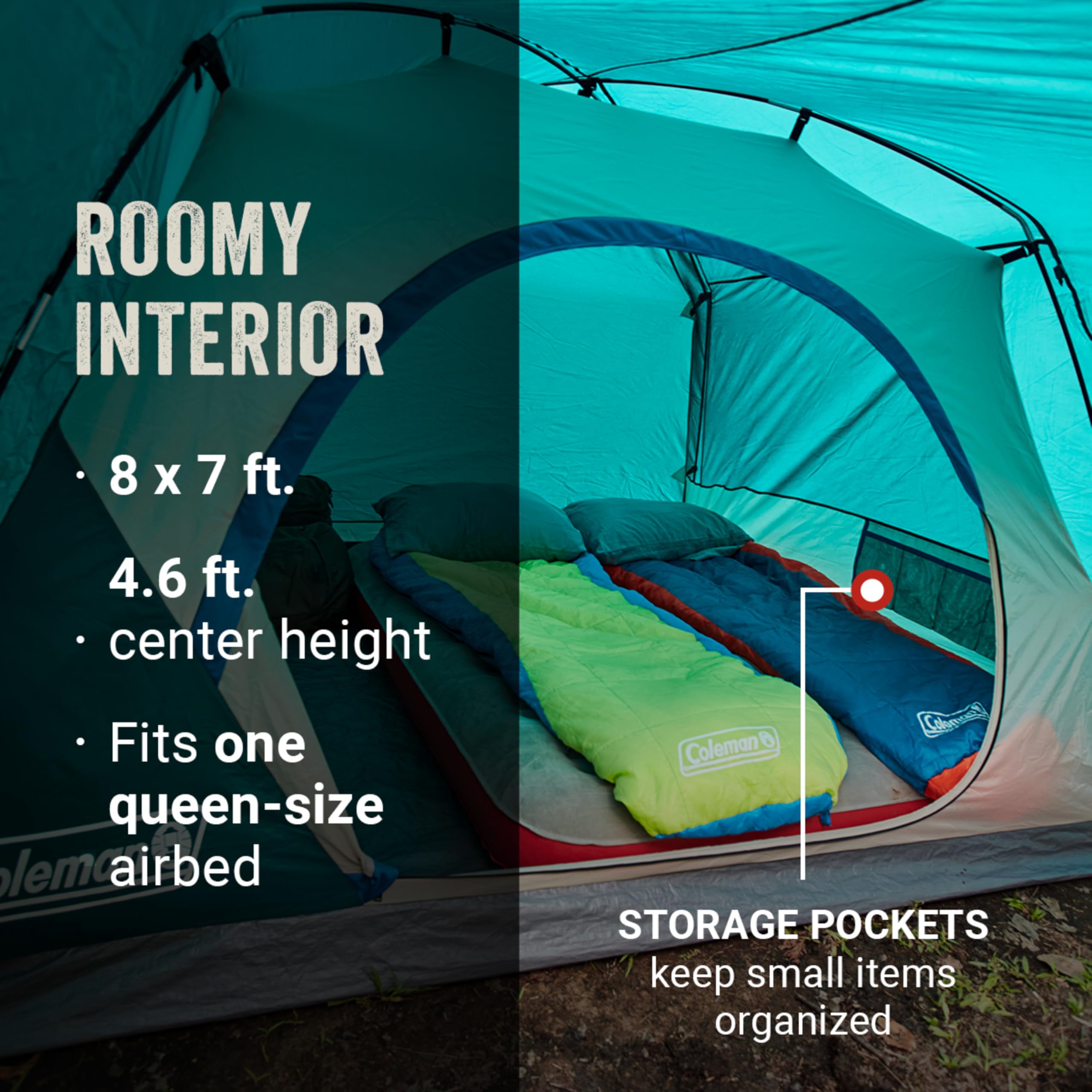 Coleman Skydome Camping Tent with Full-Fly Vestibule - Lightweight 4-Person Tent for Outdoor Adventures, Hiking & Backpacking - Waterproof & Windproof Shelter for Camping Trips