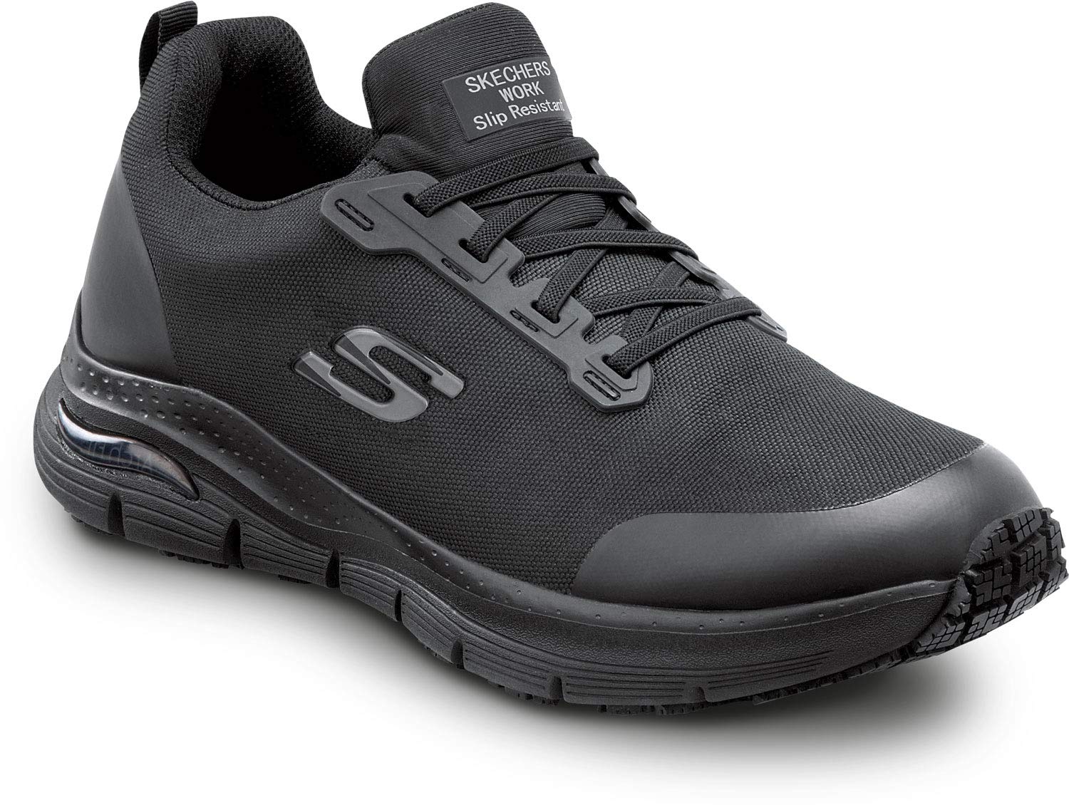 Skechers Men's Arch Fit Charles Slip-On Work Shoes - Alloy Toe, MaxTrax Slip-Resistant - Comfortable Athletic Style for Construction, Warehouse & Industrial Work