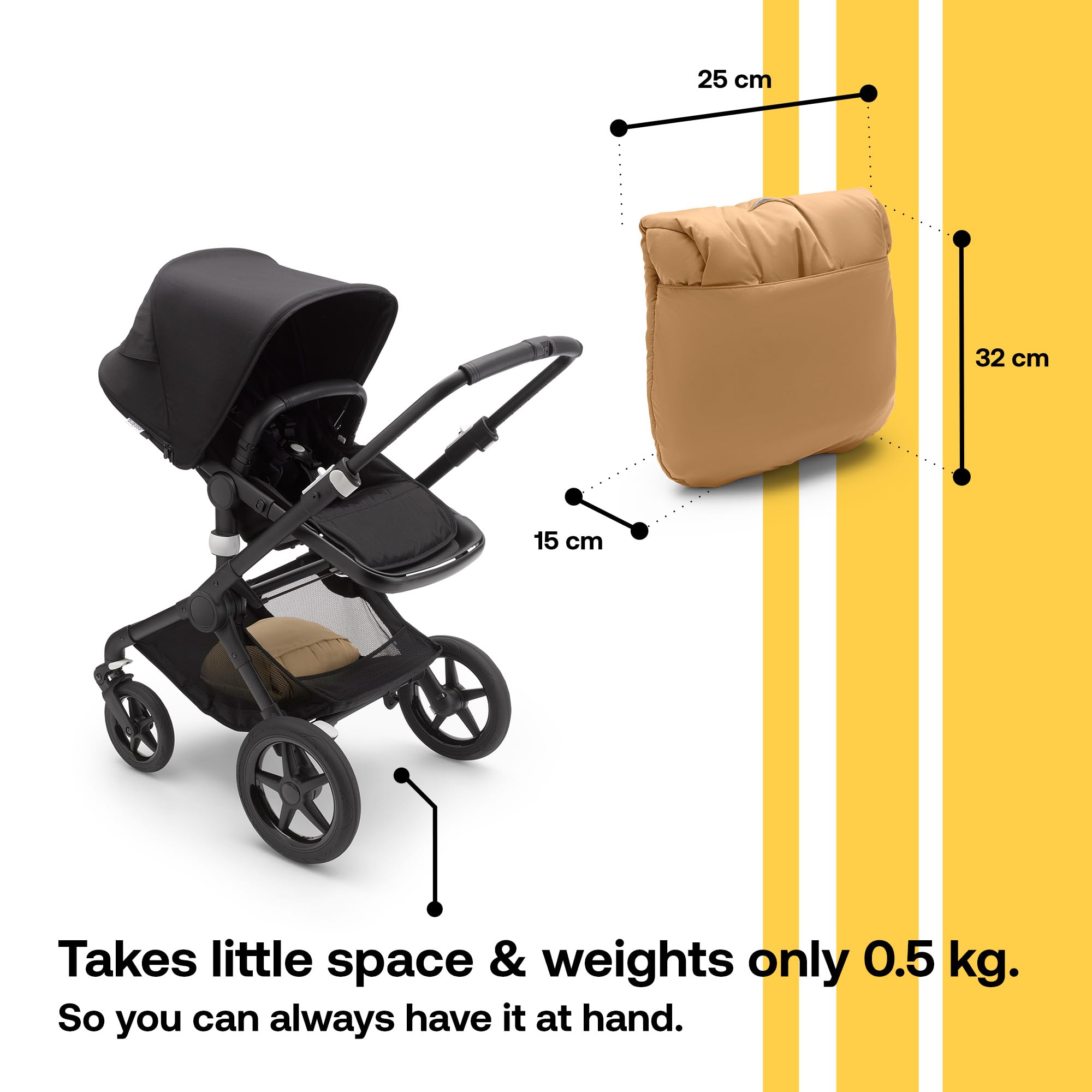 Bugaboo Footmuff - All-Season Weatherproof Stroller Accessory with Removable Climate Control & Reflective Trim (Dune Taupe) | Perfect for Baby Stroller Comfort in Winter, Summer & Rainy Days