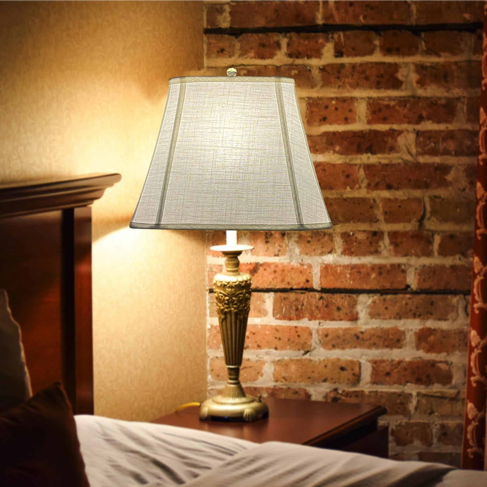TOOTOO STAR White Linen Lamp Shade 6x9x10.5 Inches Rectangle Table & Floor Lamp Shade with Bell Cut Corners - Perfect for Living Room, Bedroom, and Office Lighting Decor