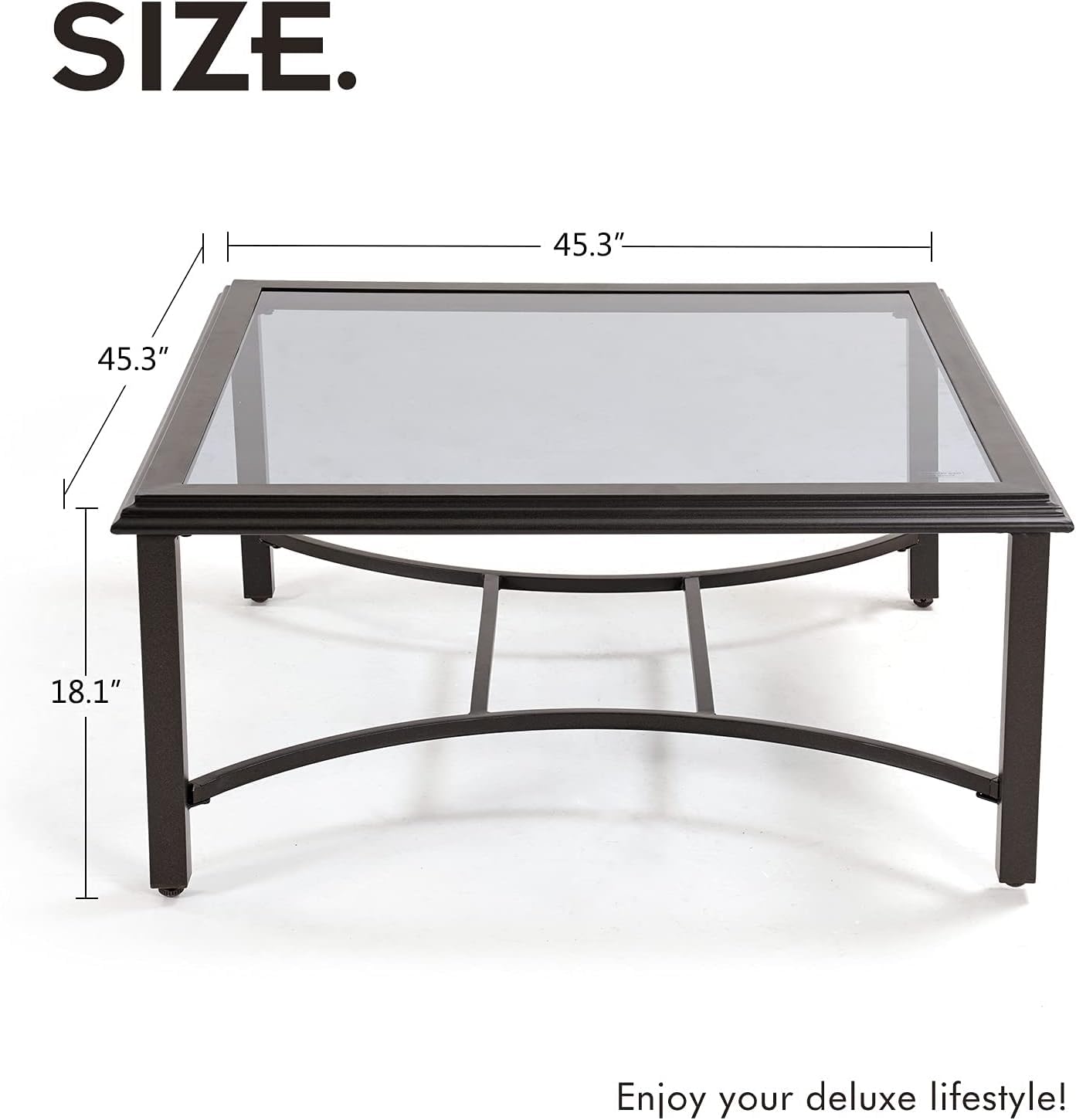 Premium Outdoor Glass Coffee Table - Tempered Glass Top, Durable Patio Garden Furniture for Conversation & Relaxation - Perfect for Backyard, Poolside & Terrace Use