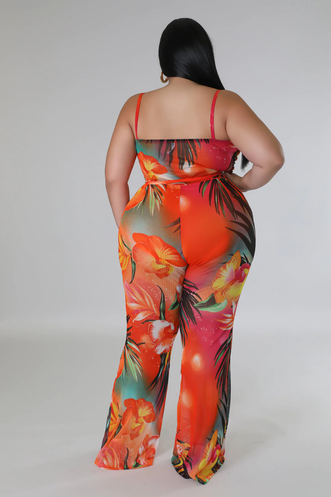 Meribella Tropical Print Jumpsuit for Women - Plus Size & Curve Flattering - Perfect for Beach Vacation, Summer Outfits & Boho Fashion