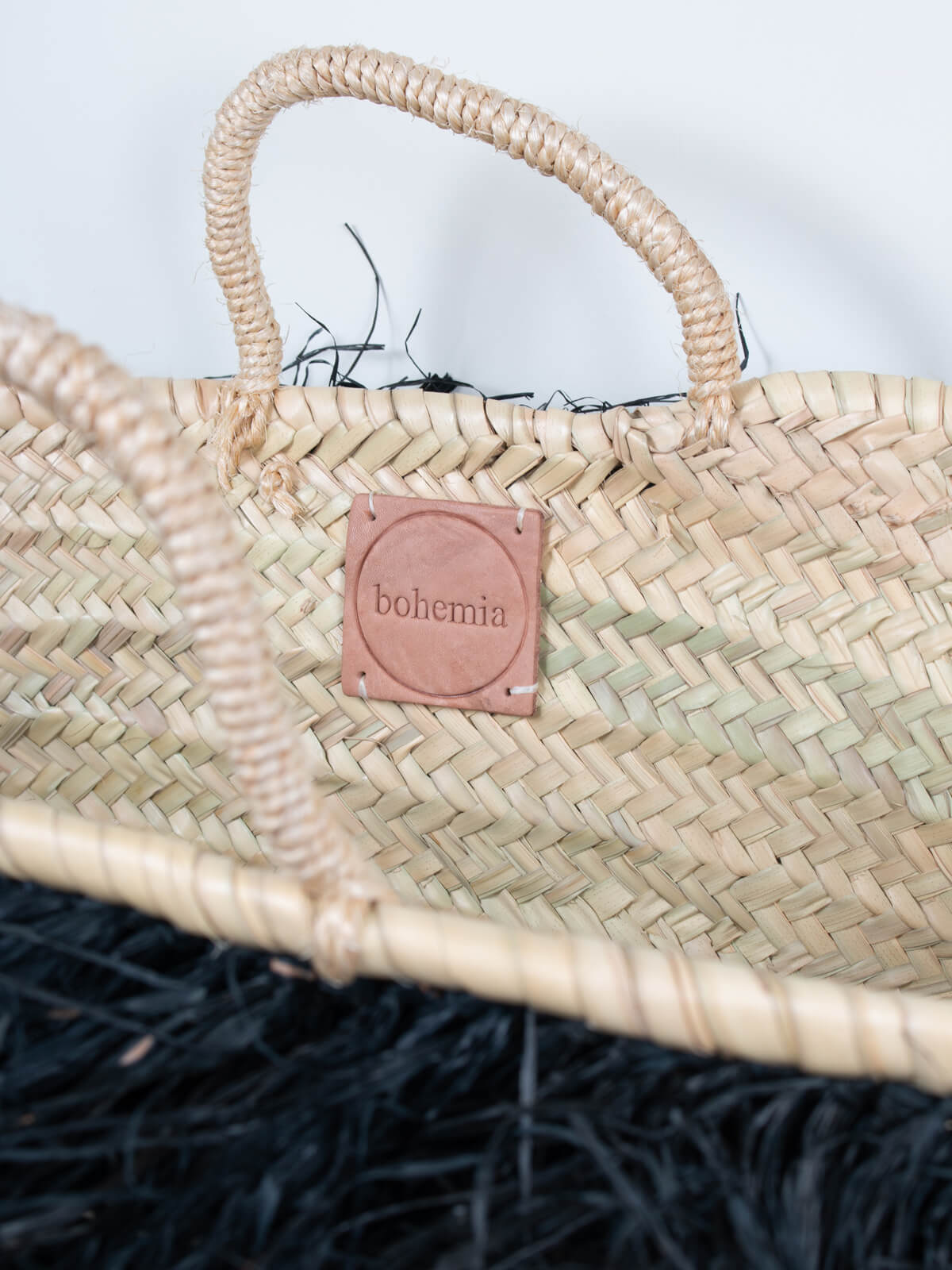 Stylish Black Raffia Tassel Basket - Handwoven Storage Organizer for Home Decor, Nursery, or Beach Essentials | Perfect for Laundry, Toys, and Blankets