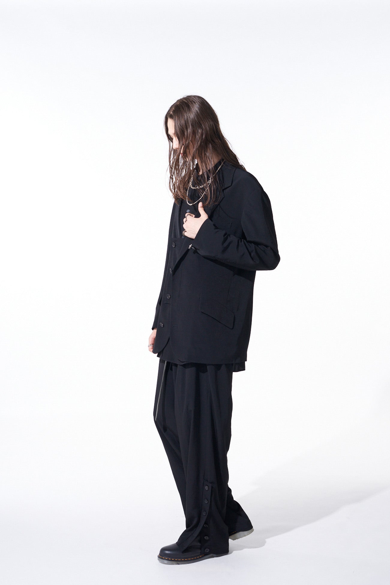 Stylish Crepe de Chine Button Slit Pants for Women - Comfortable & Elegant High-Waisted Trousers for Office, Party, and Casual Wear