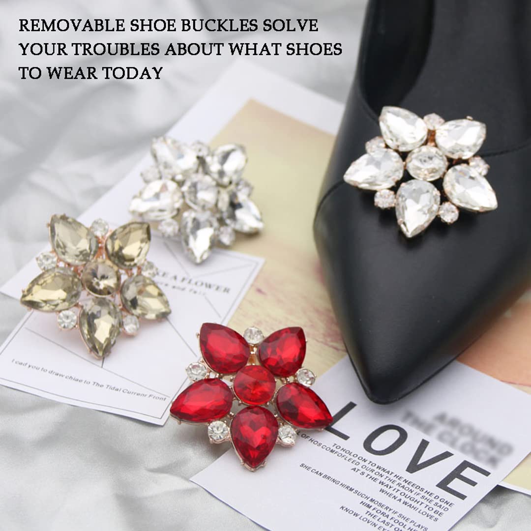 2 PCS Detachable Rhinestone Star Shoe Clips - Flower Shoe Buckle Decor for Women & Girls | Perfect for Party, Wedding, Birthday & Special Occasions