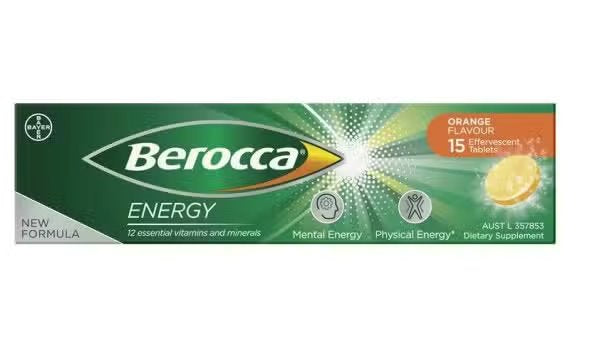 Berocca Orange Effervescent Tablets - Immune Support & Energy Boost with Vitamin B & C - Perfect for Workouts, Travel & Daily Wellness