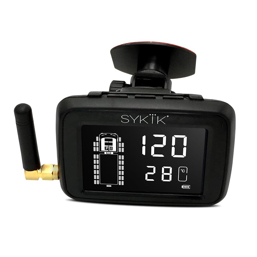 SYKIK-TPMS Real-Time Tire Pressure Monitoring System for Cars, RVs & Trucks - 10 Wheel Kit with Anti-Theft Sensors & 3-Year US Warranty | Monitor Up to 36 Wheels | Perfect for Long Road Trips & Fleet Management