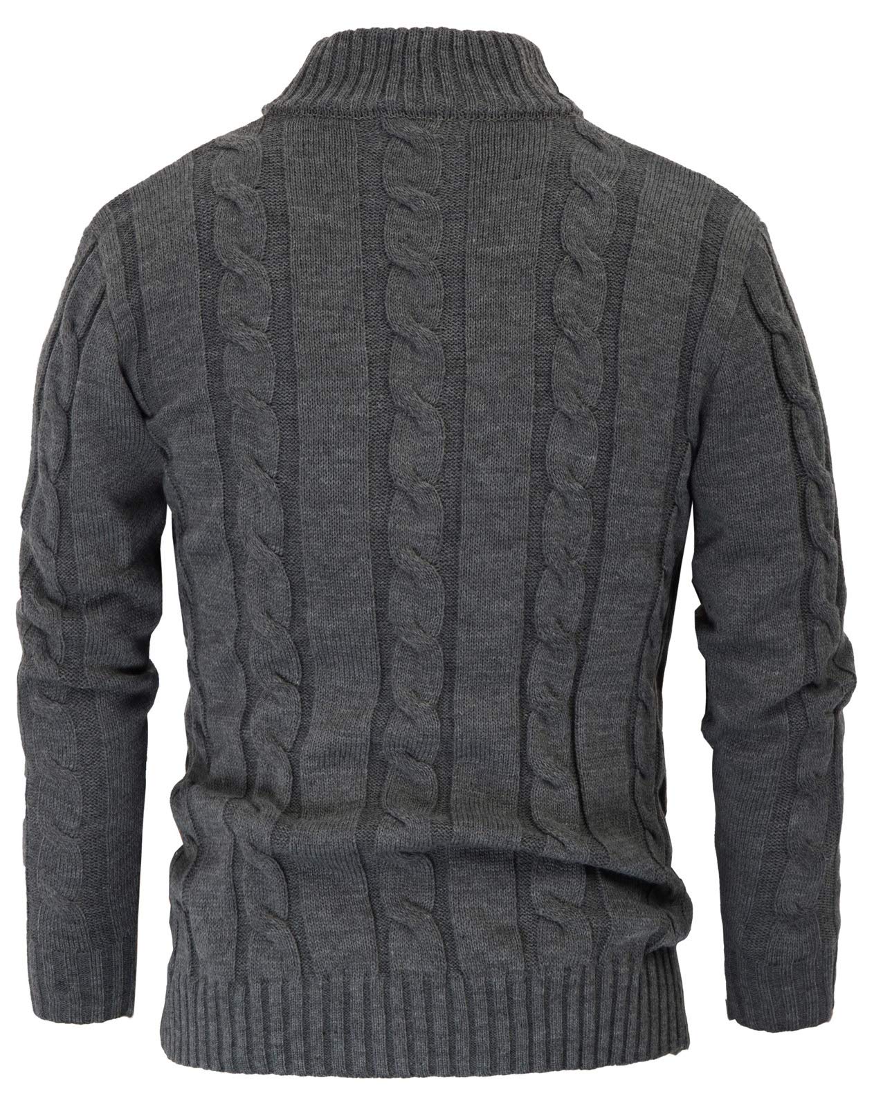 PJ PAUL JONES Men's Stand Collar Cable Knit Button Cardigan Sweater - Warm Winter Pullover for Casual Outfits & Office Wear