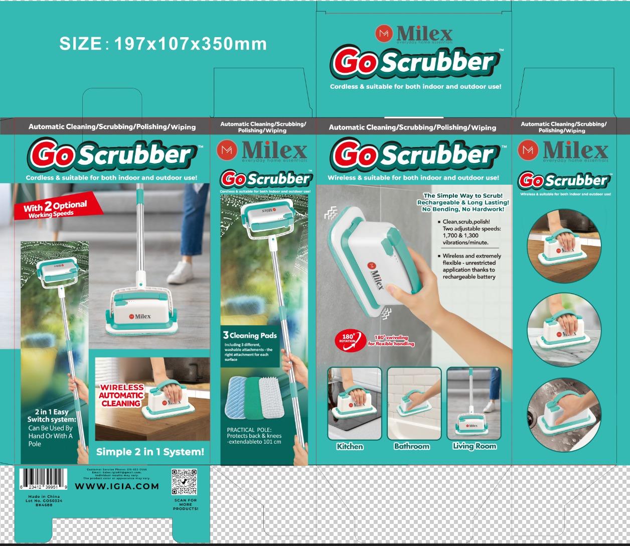 Milex Cordless Electric Scrubber - Powerful Vibration Cleaning Brush for Stubborn Dirt & Grime - Perfect for Bathroom Tiles, Kitchen Sinks & Outdoor Cleaning