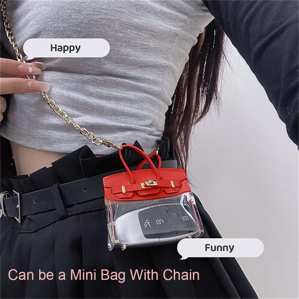 Mini Creative Handbag Design Car Key Holder - Exquisite Transparent Small Keychain Purse with Universal Buckle for Women | Perfect for Key Organization, Gift Giving & Daily Use