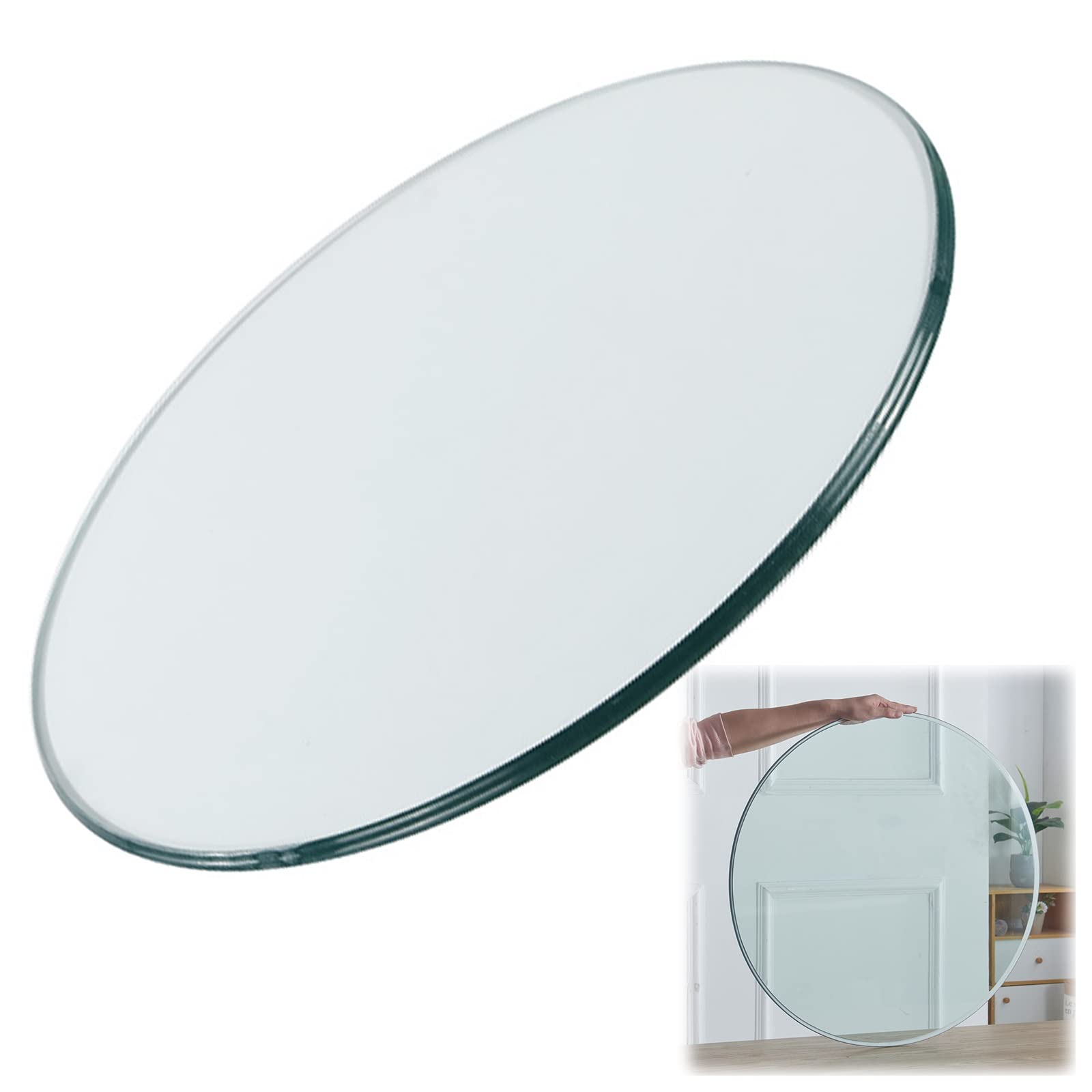 V3VOGUE Round Tempered Glass Table Top for Outdoor Patio - 9mm Thick Durable Wear-Resistant Glass (20/30/40 Inch Diameter) with Protective Bumpers & Spacers - Perfect for Dining, Lounging, and Outdoor Entertaining