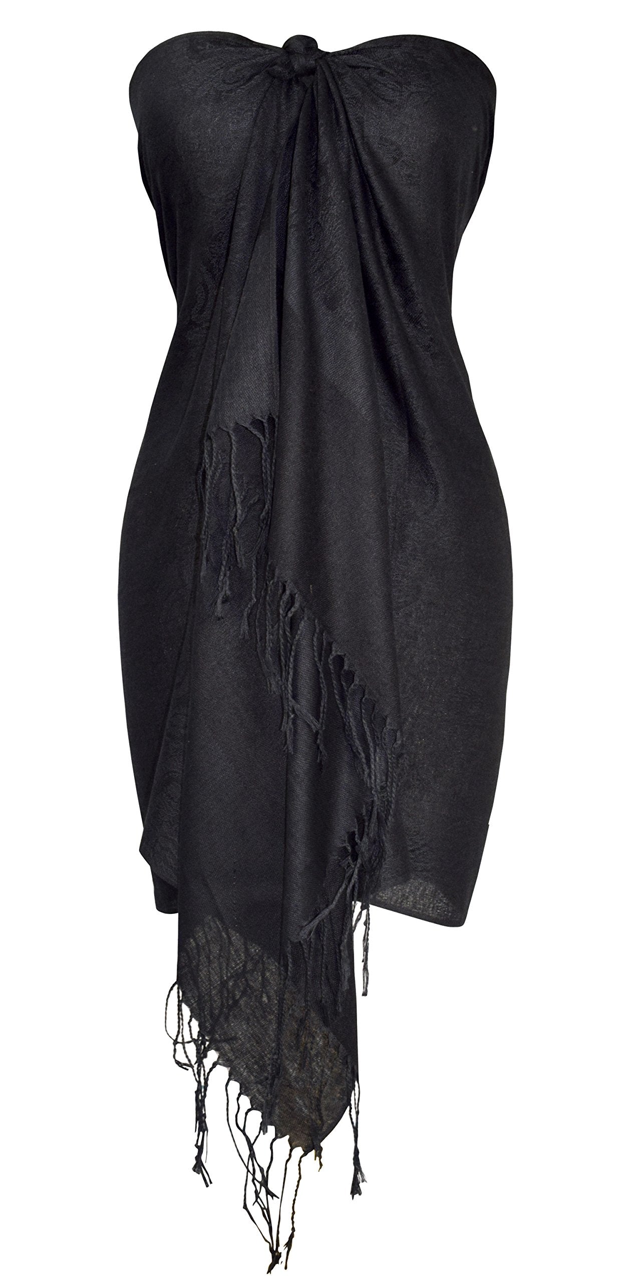 Elegant Vintage Black Jacquard Paisley Scarf Shawl Wrap for Women - Perfect for Office, Evening Parties & Winter Fashion Accessories