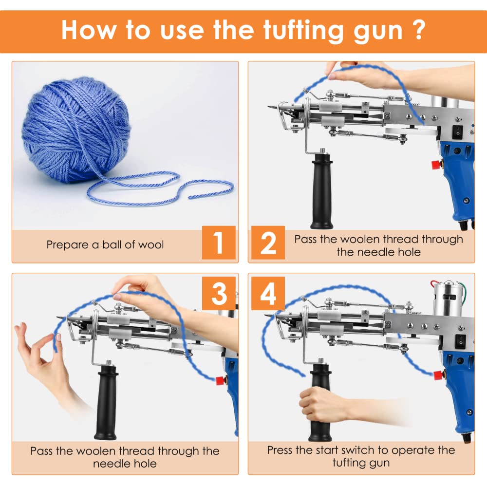 Premium Tufting Gun for DIY Rug Making - Cut Pile Rug Gun Kit with Flocking Tool | Handmade Carpet, Wall Hanging & Home Decor Crafting Tool