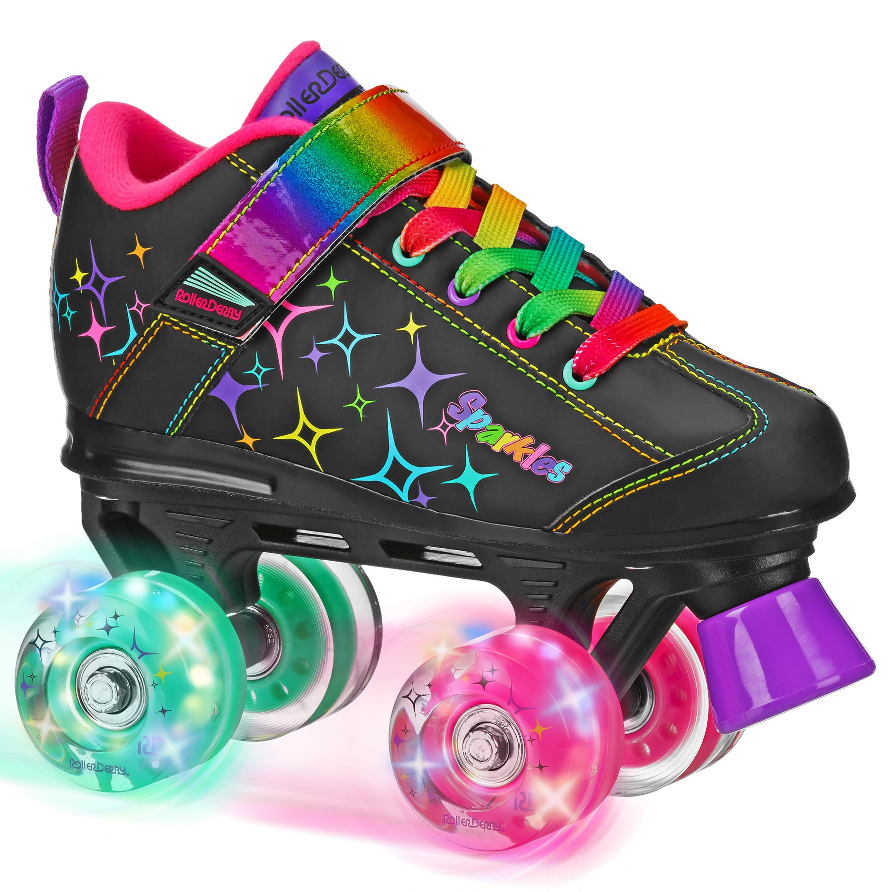 Sparkles LED Light Up Roller Skates for Girls - Glow in The Dark Wheels, Adjustable Sizes, Perfect for Birthday Gifts & Outdoor Fun