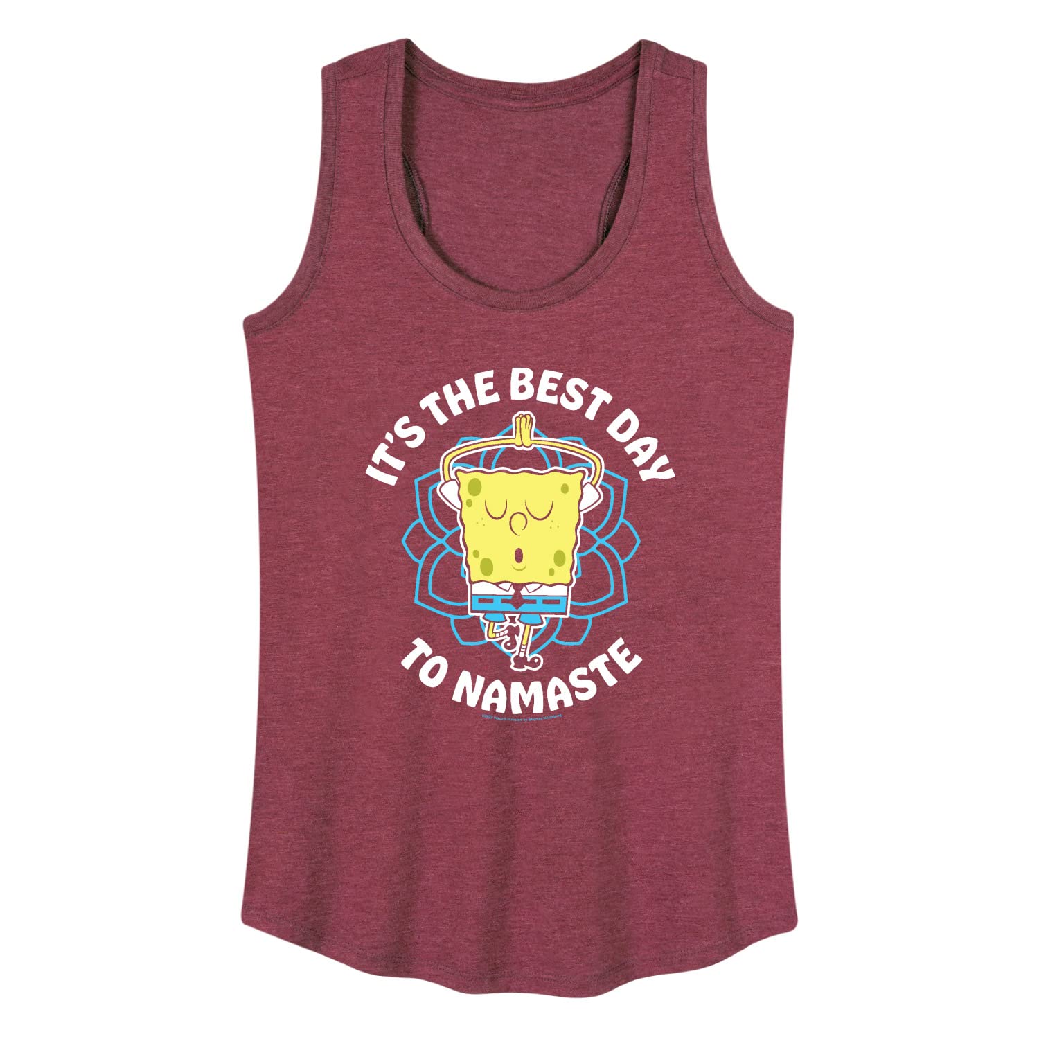 Spongebob SpongePants Women's Racerback Tank Top - The Best Day to Namaste - Soft Hybrid Apparel for Yoga, Gym & Casual Wear