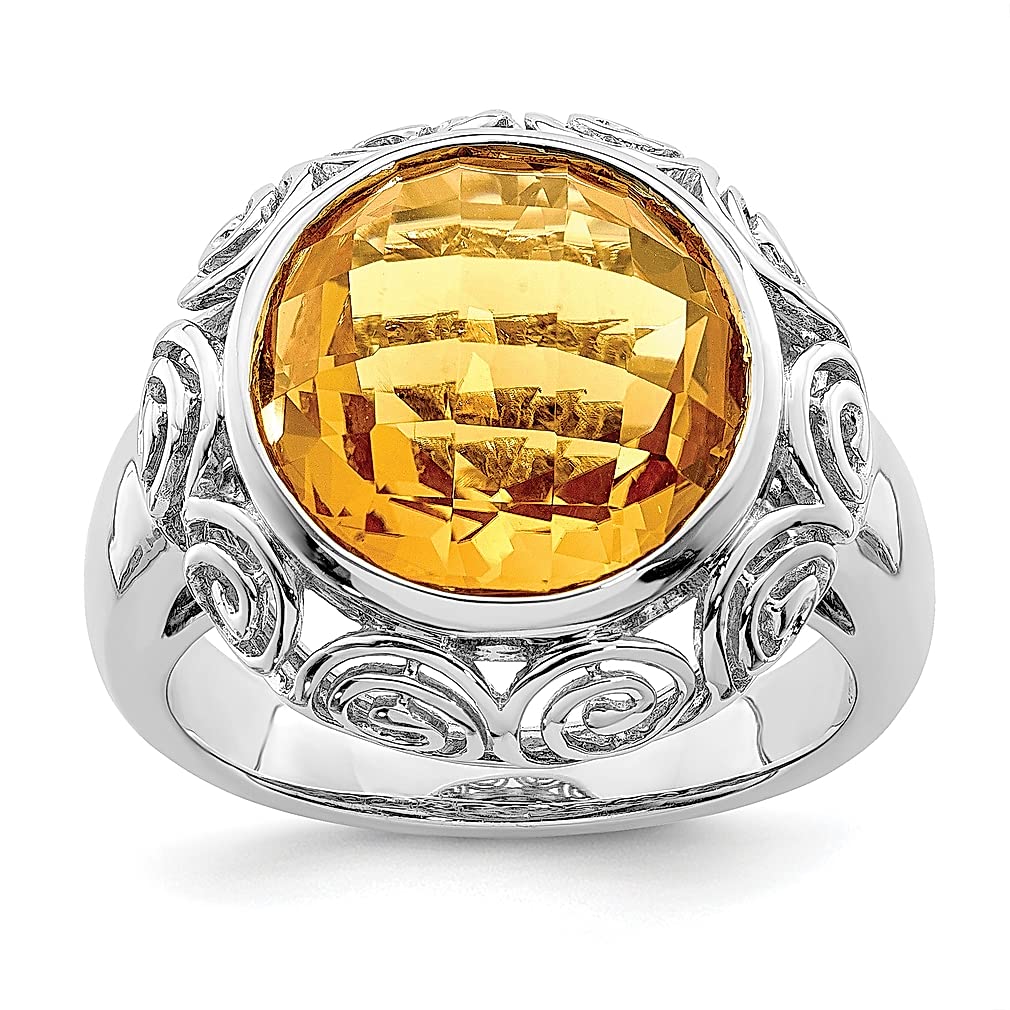 925 Sterling Silver Yellow Citrine Band Ring - Natural Gemstone Fine Jewelry for Women | Elegant Gift for Her, Birthday, Anniversary & Special Occasions | Perfect for Everyday Wear & Evening Events