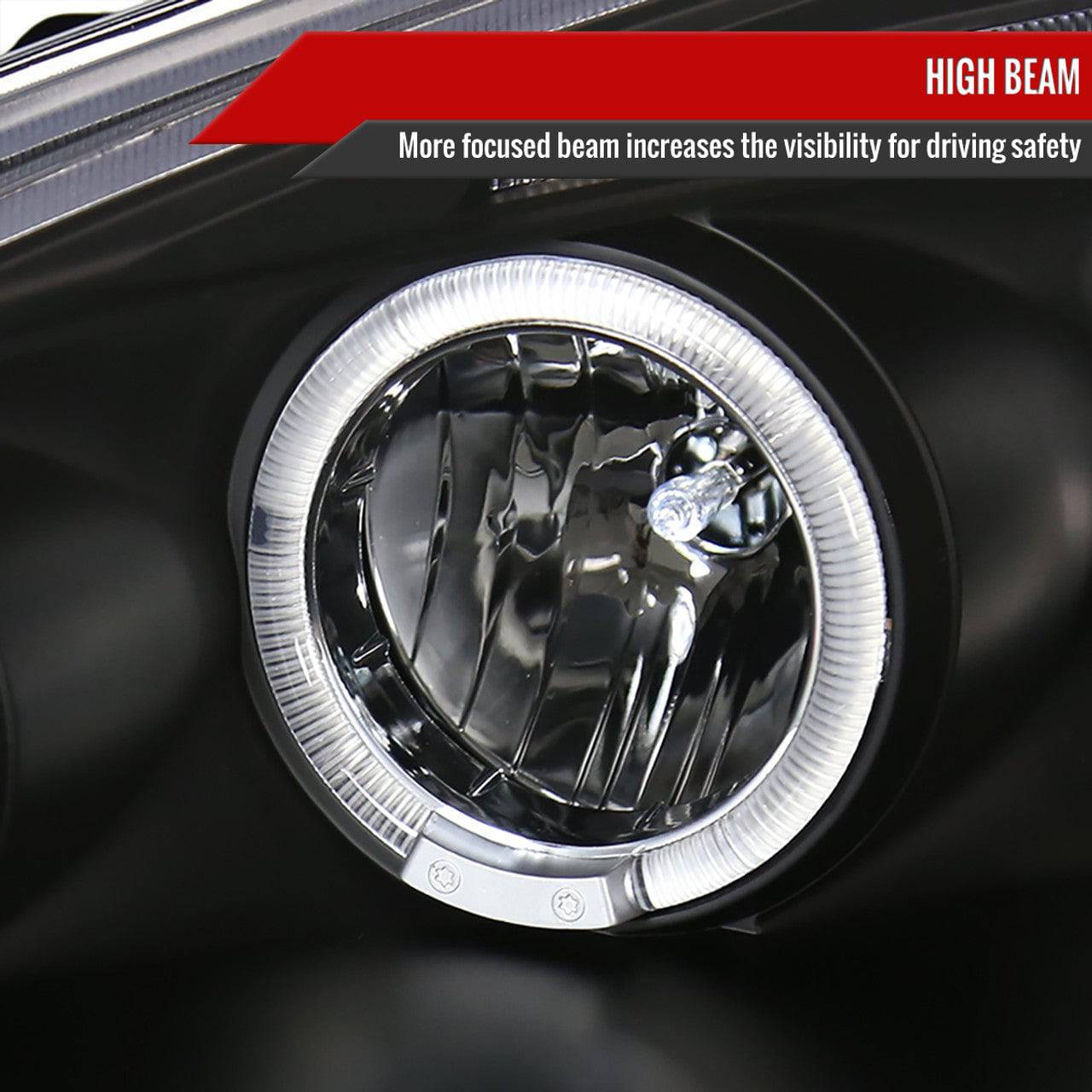 2002-2004 Acura RSX Halo Projector Headlights - Dual LED Angel Eye Headlight Assembly Replacement - Perfect for Night Driving & Car Upgrades
