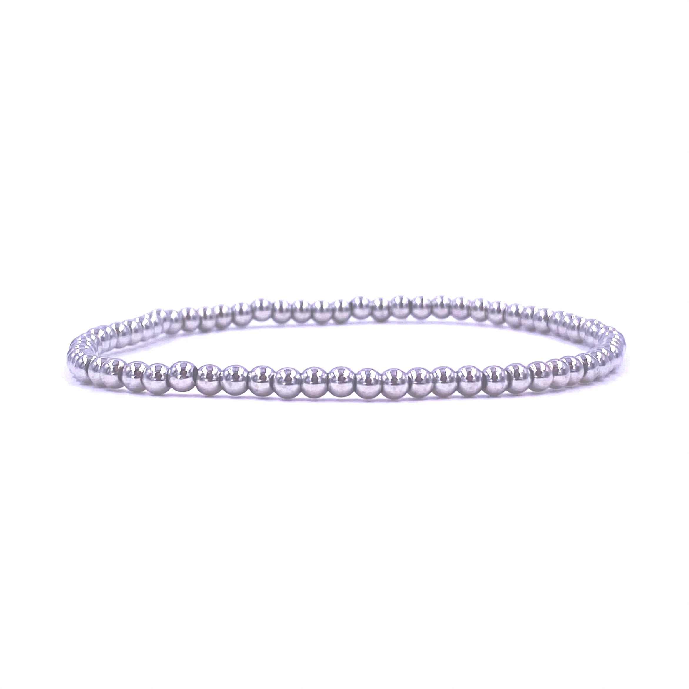 Ashley Gold Stainless Steel Ball Beaded Stretch Bracelet for Women - Elegant Adjustable Jewelry for Party, Wedding & Everyday Wear